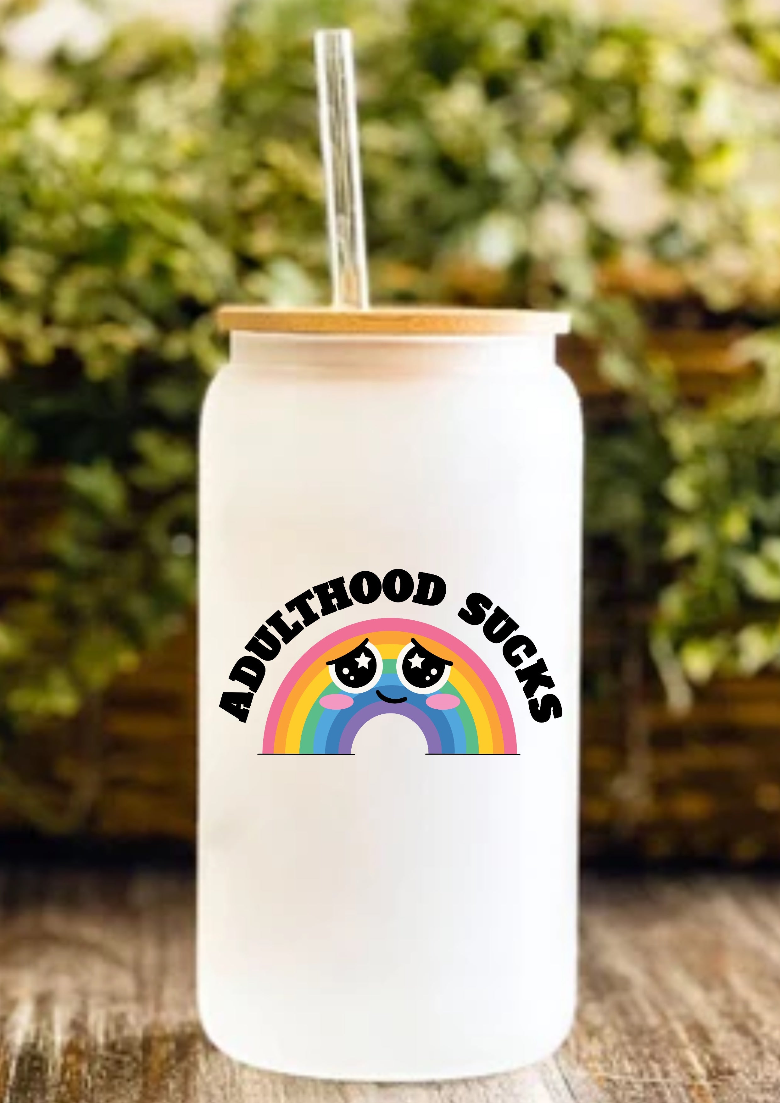 Adulthood Sucks 12oz Frosted Glass Tumbler