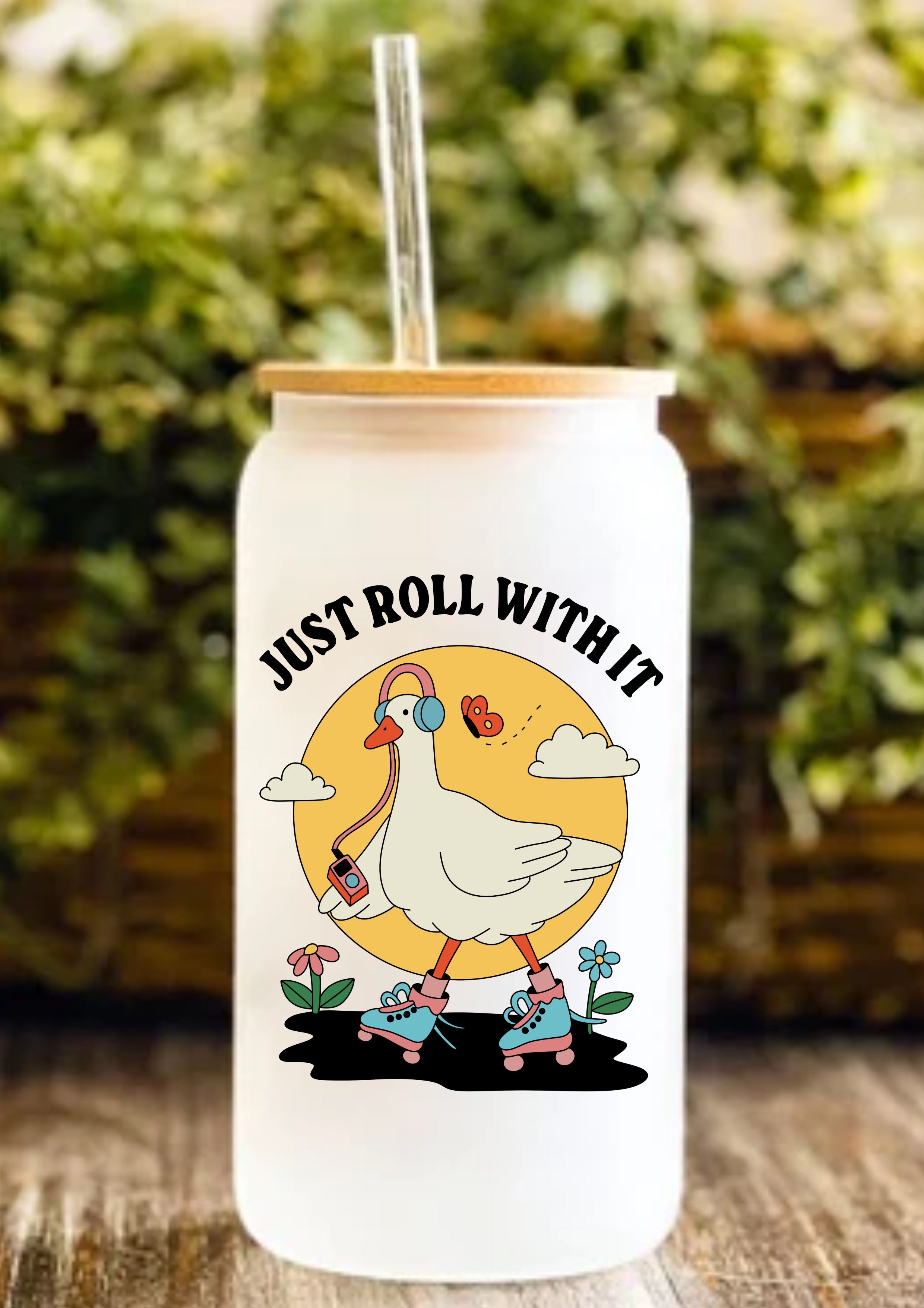 Just Roll With It 12oz Frosted Glass Tumbler