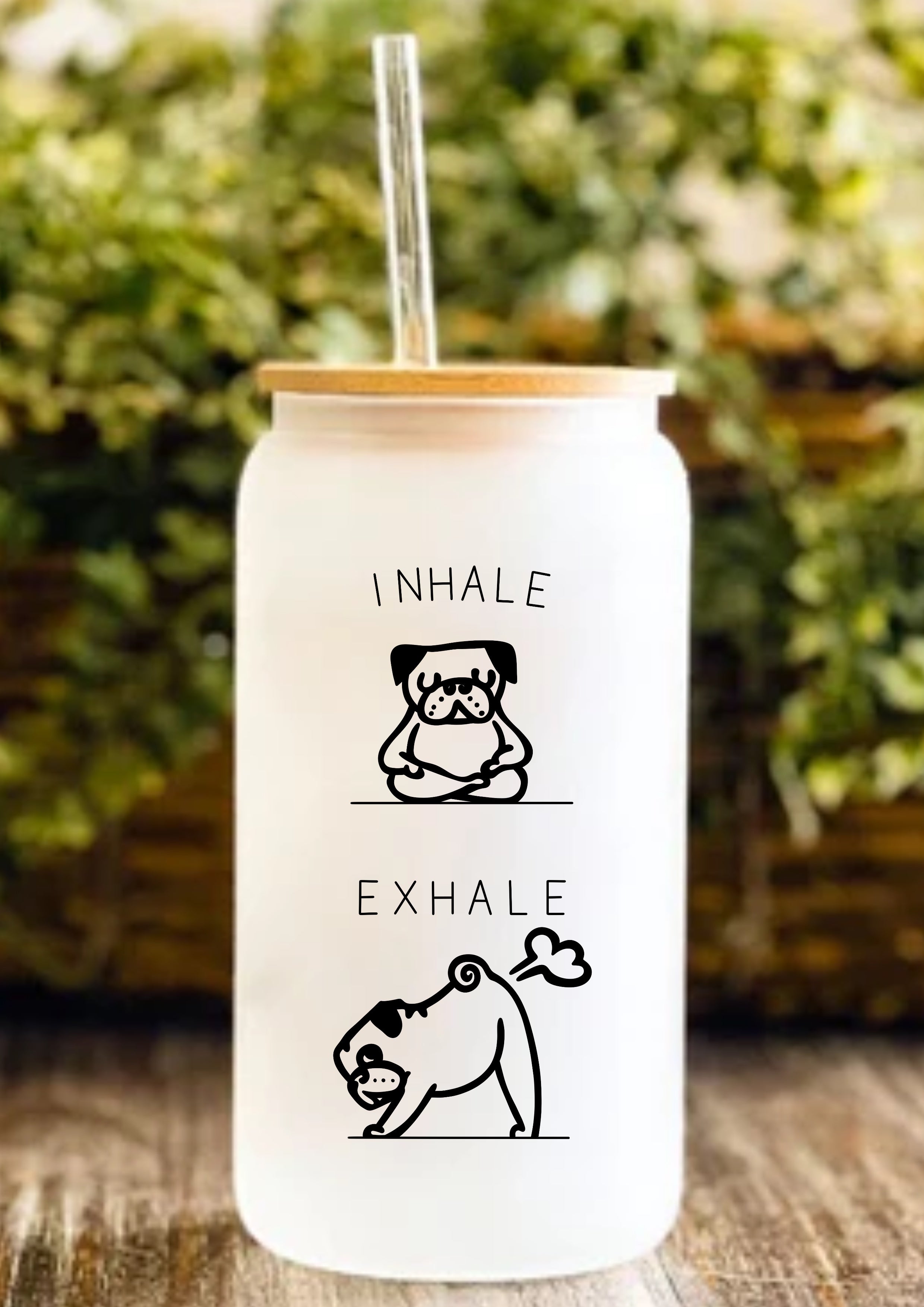 Inhale Exhale 12oz Frosted Glass Tumbler