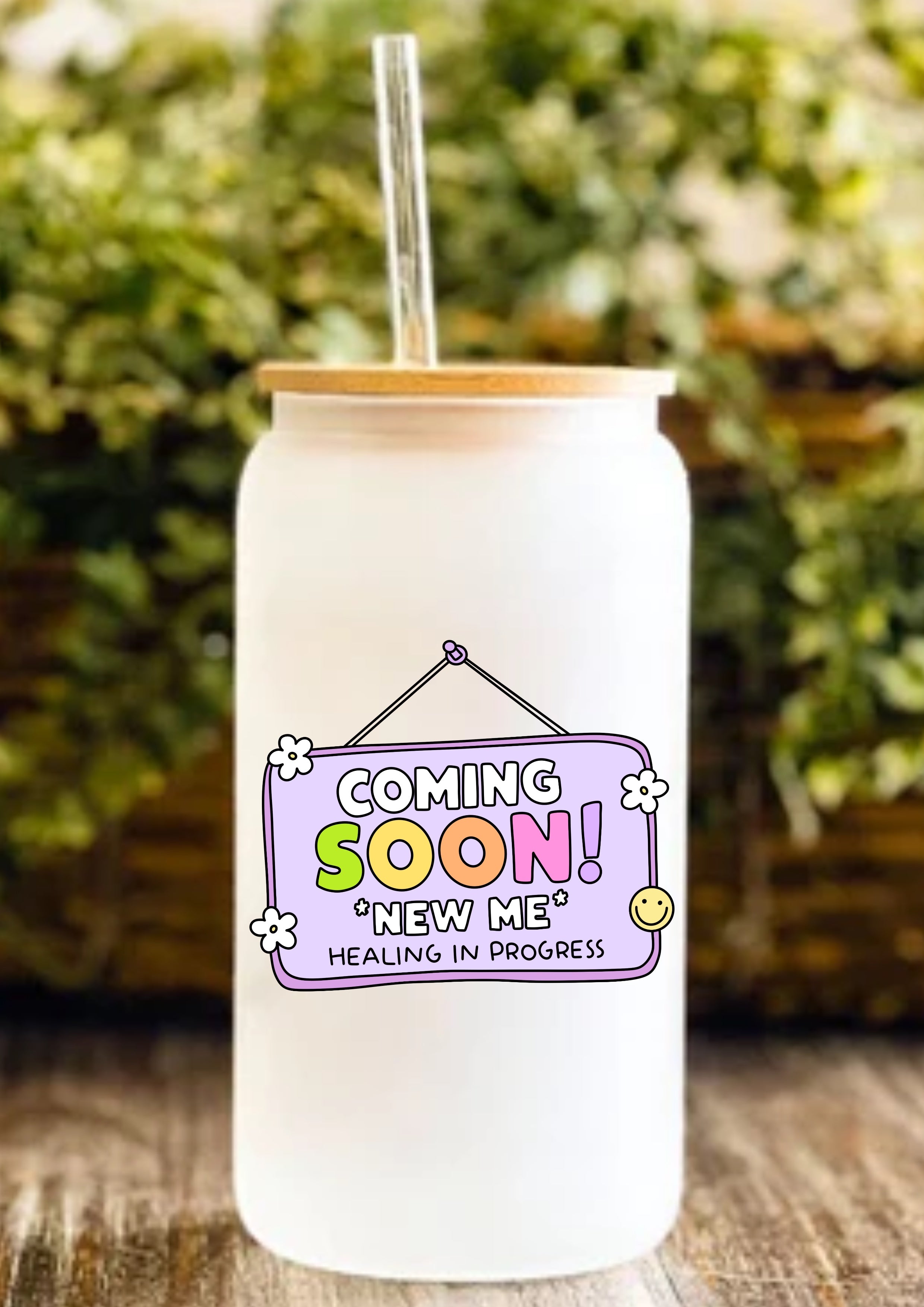 Coming Soon! New Me Healing In Progress 12oz Frosted Glass Tumbler