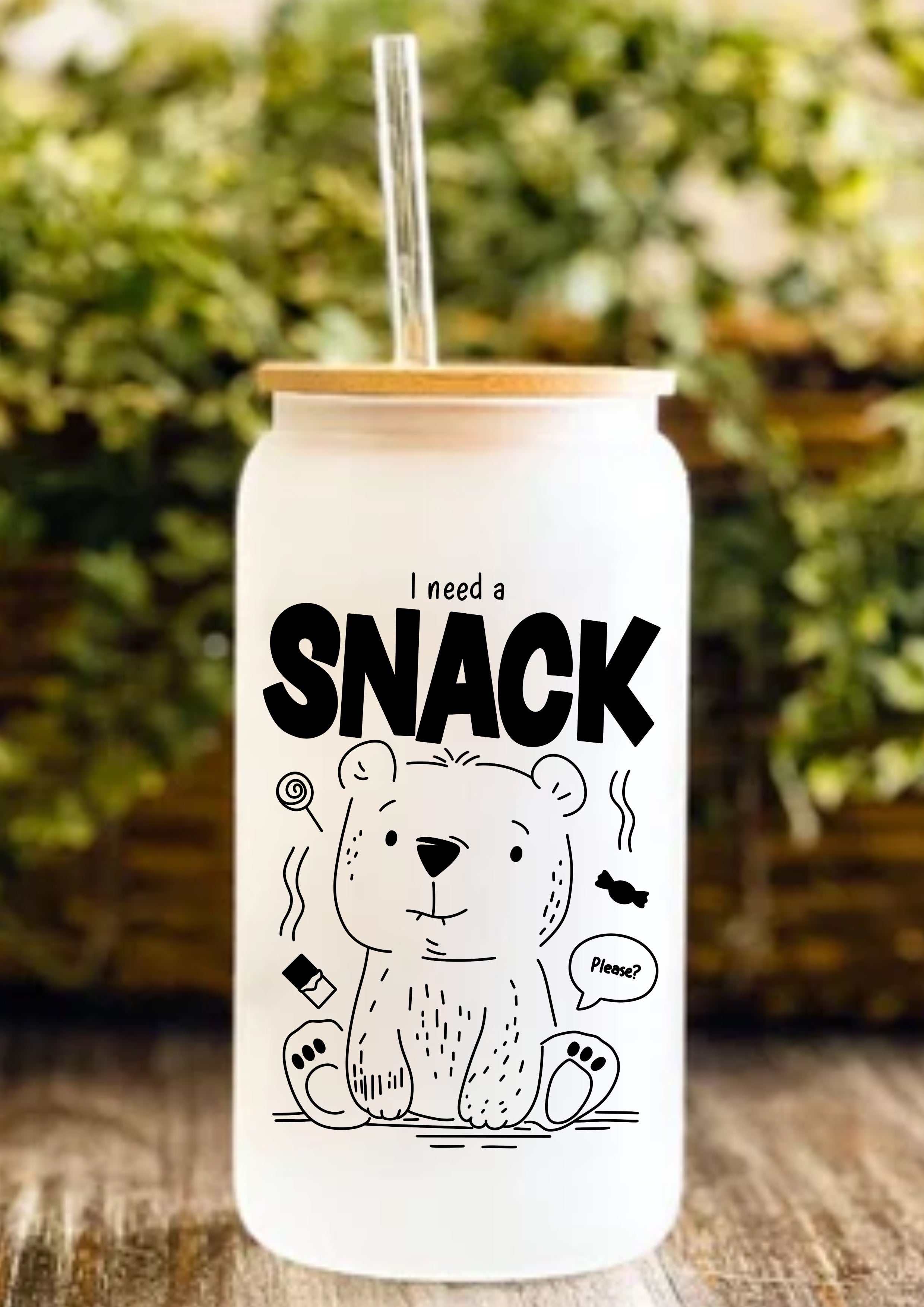 I Need A Snack 12oz Frosted Glass Tumbler