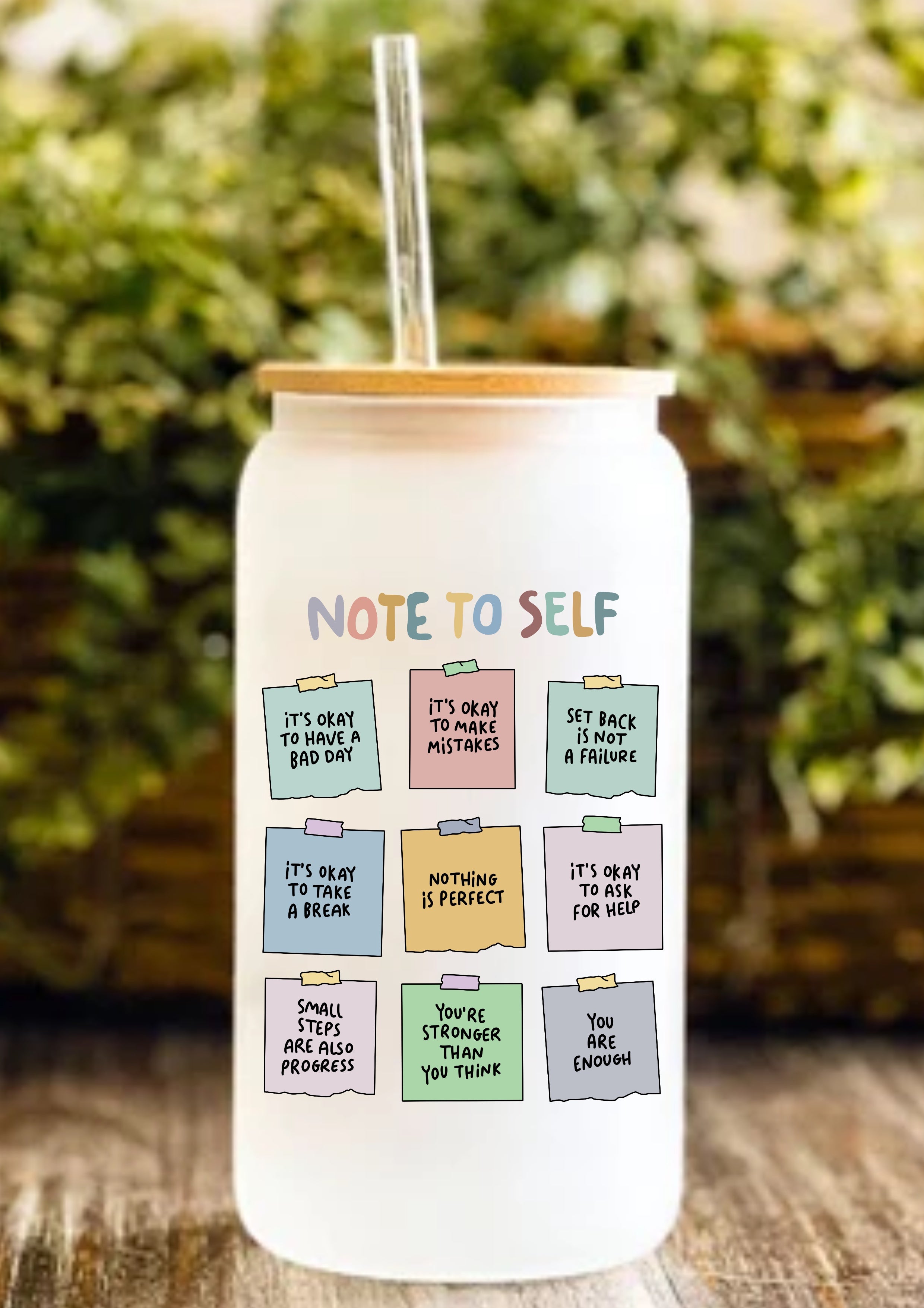 Note To Self 12oz Frosted Glass Tumbler