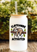 Sloth Mode Activated 12oz Frosted Glass Tumbler