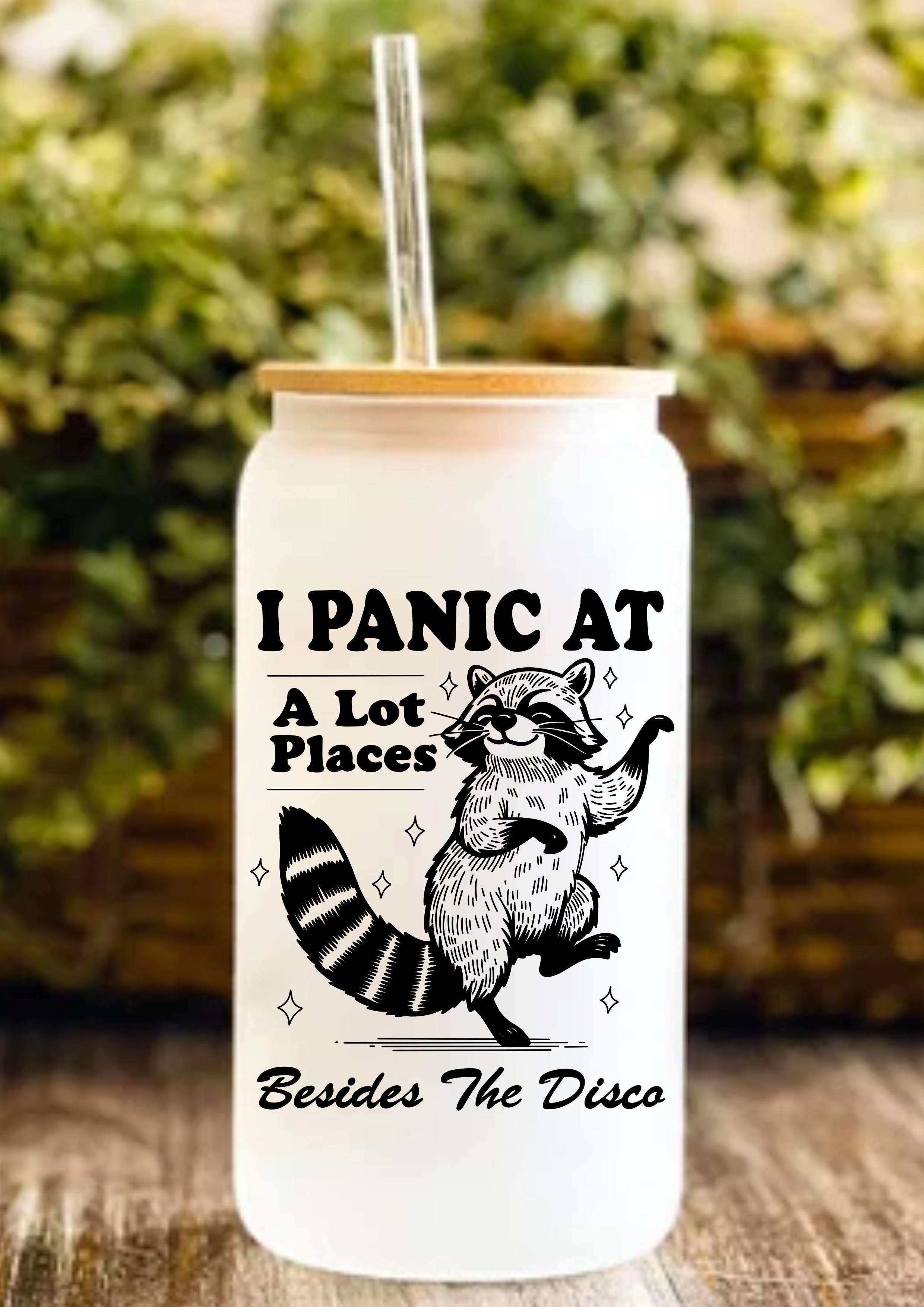 I Panic At A Lot Of Places Besides The Disco 12oz Frosted Glass Tumbler