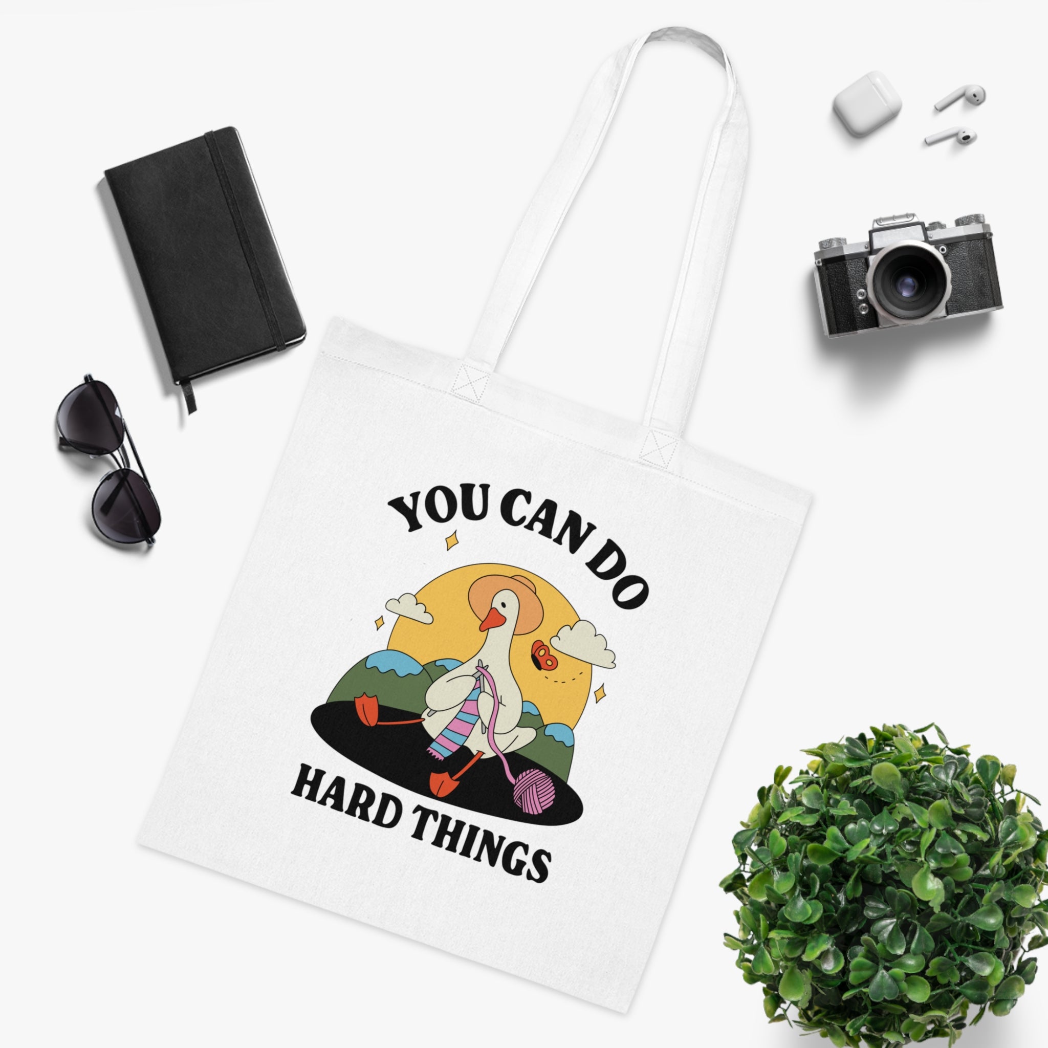 You Can Do Hard Things White Tote Bag