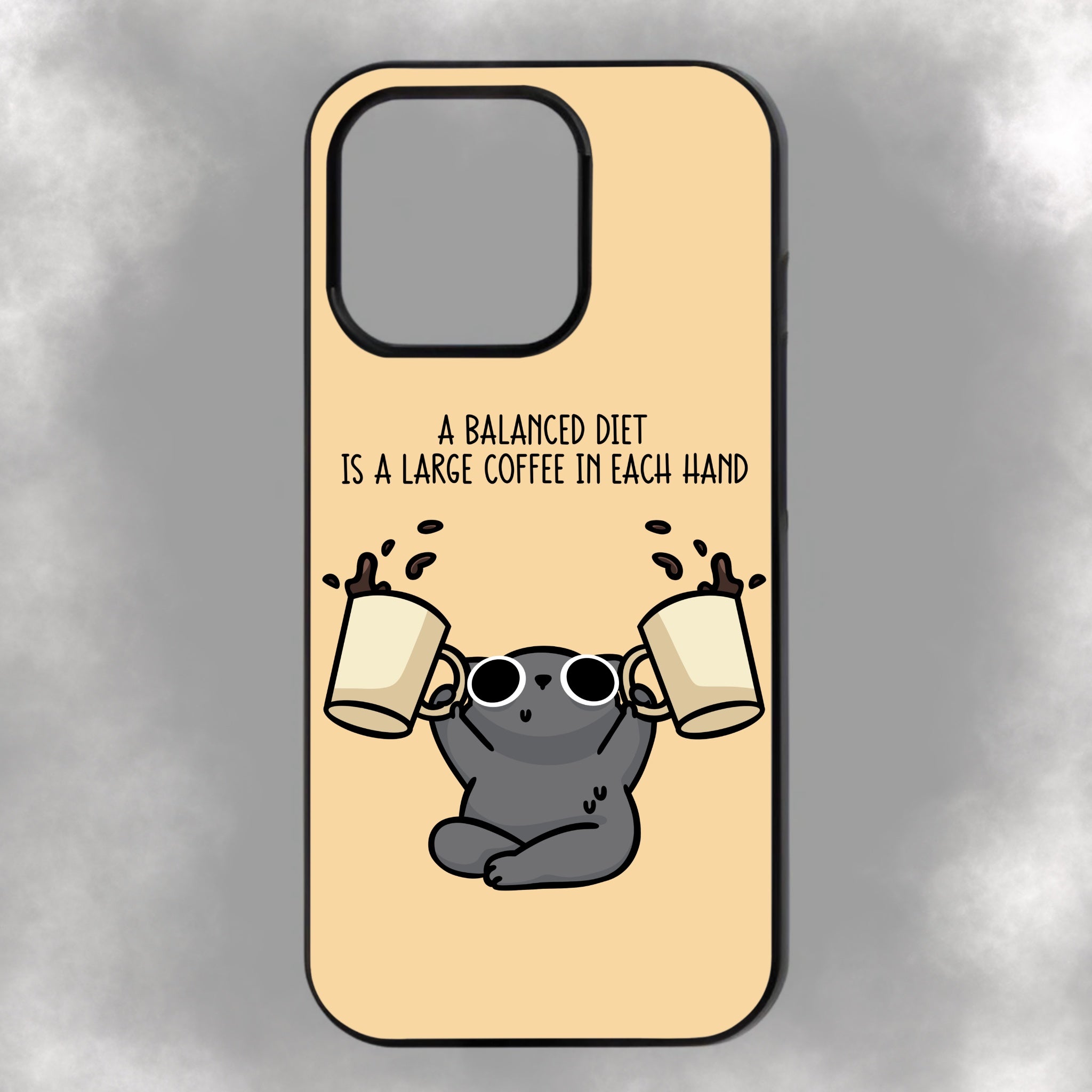 A Balanced Diet Is A Large Coffee In Each Hand iPhone Rubber Phone Case