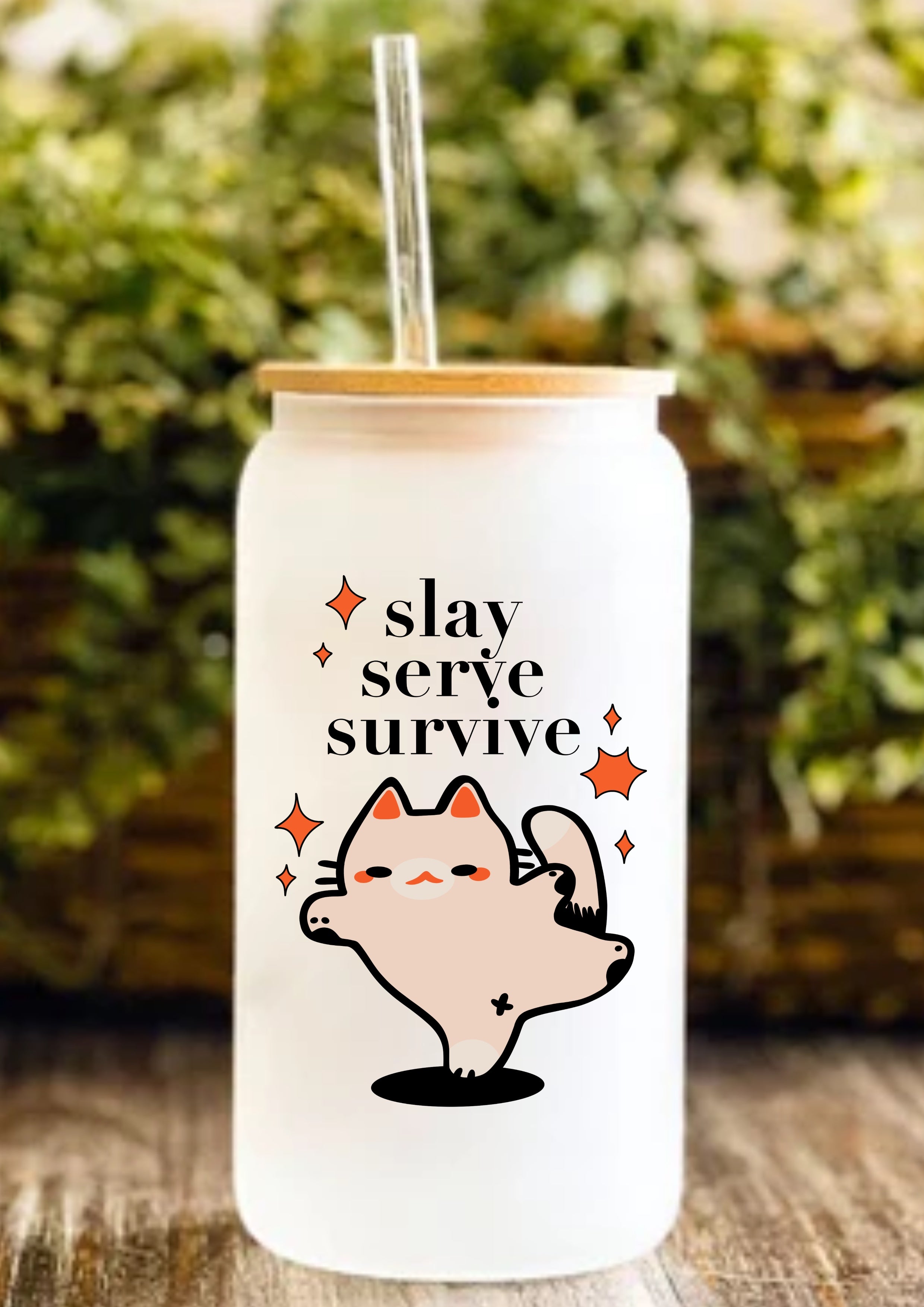Slay Serve Survive 12oz Frosted Glass Tumbler