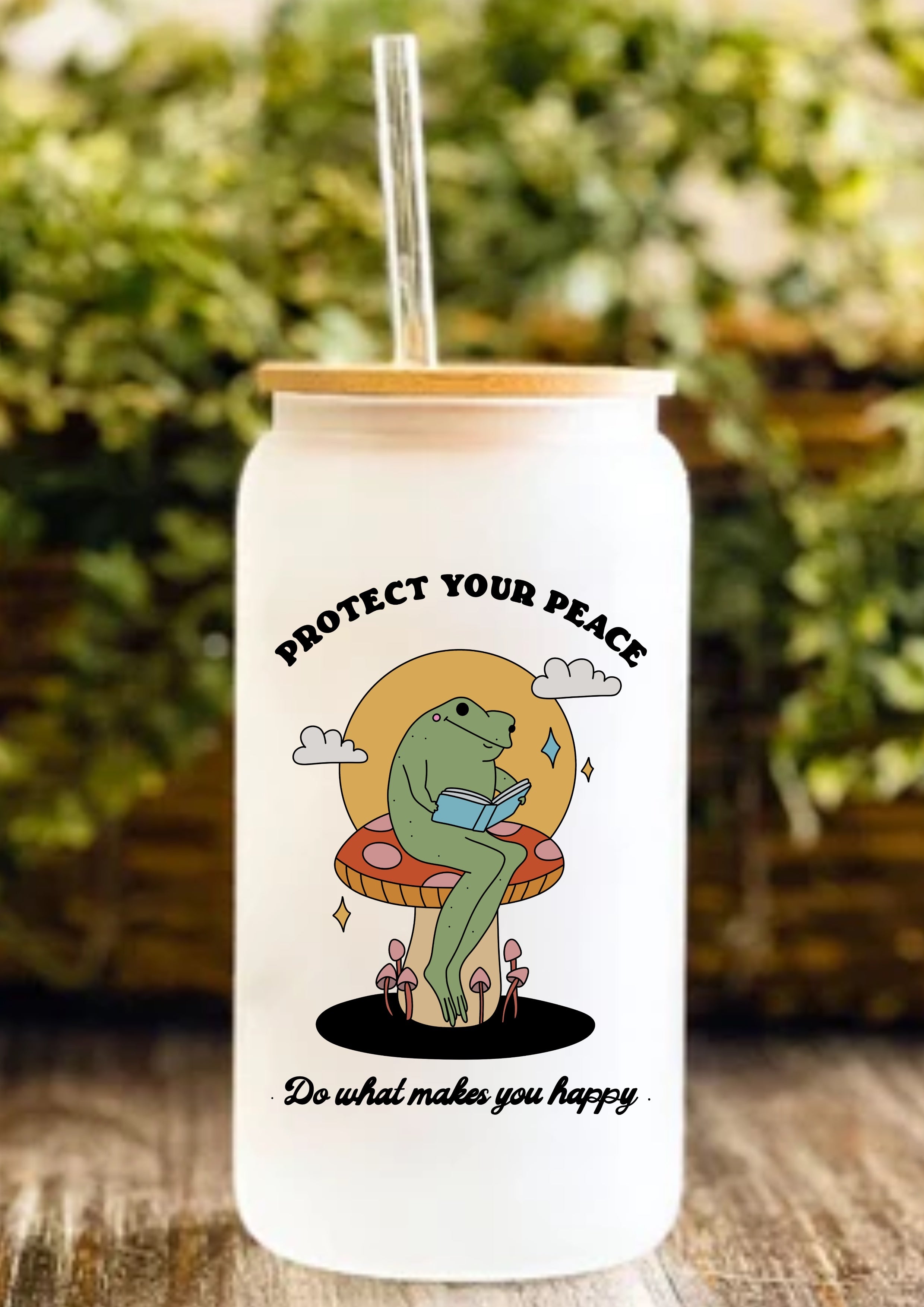 Protect Your Peace 12oz Frosted Glass Tumbler
