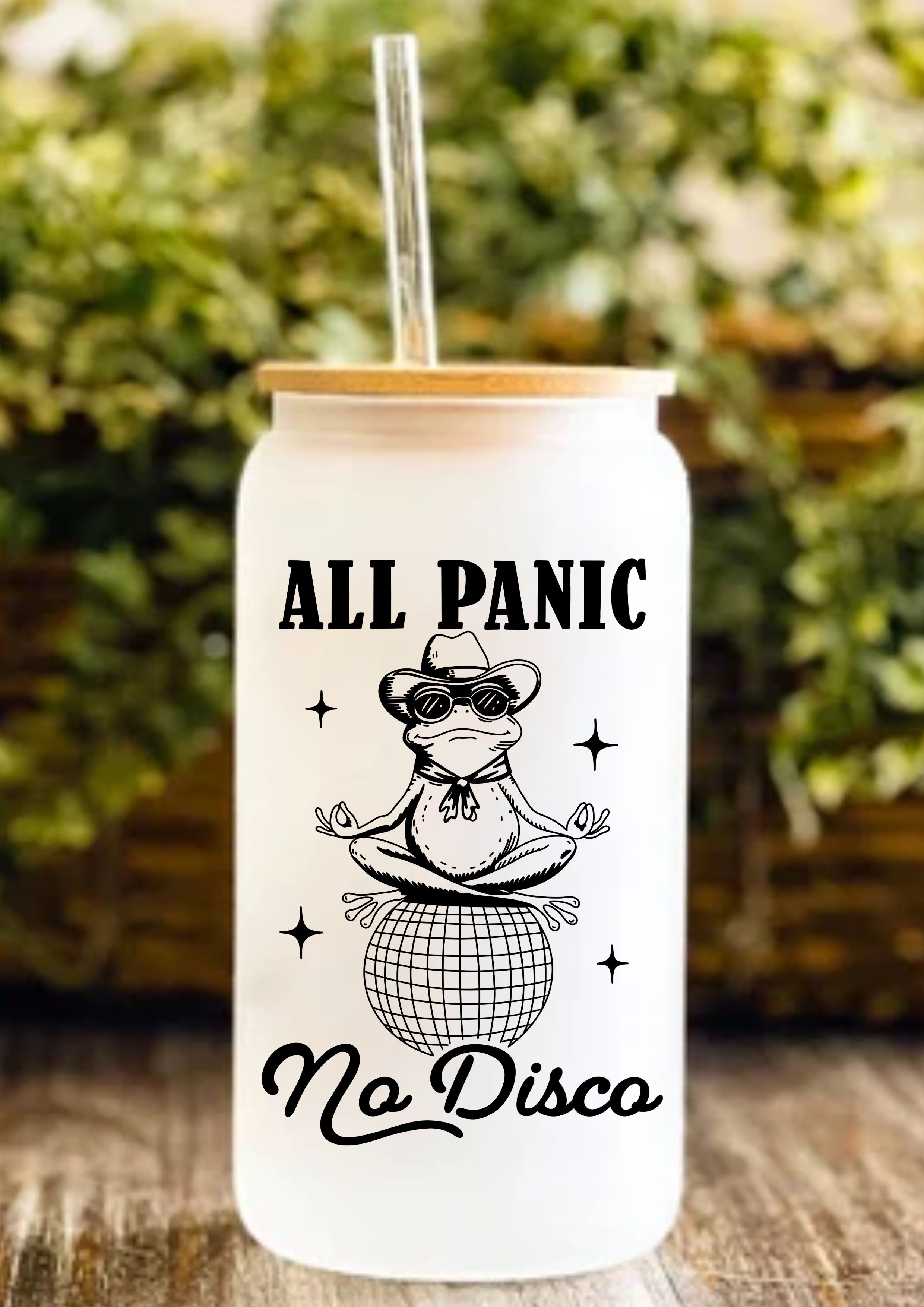 All Panic No Disco 12oz Frosted Glass Tumbler