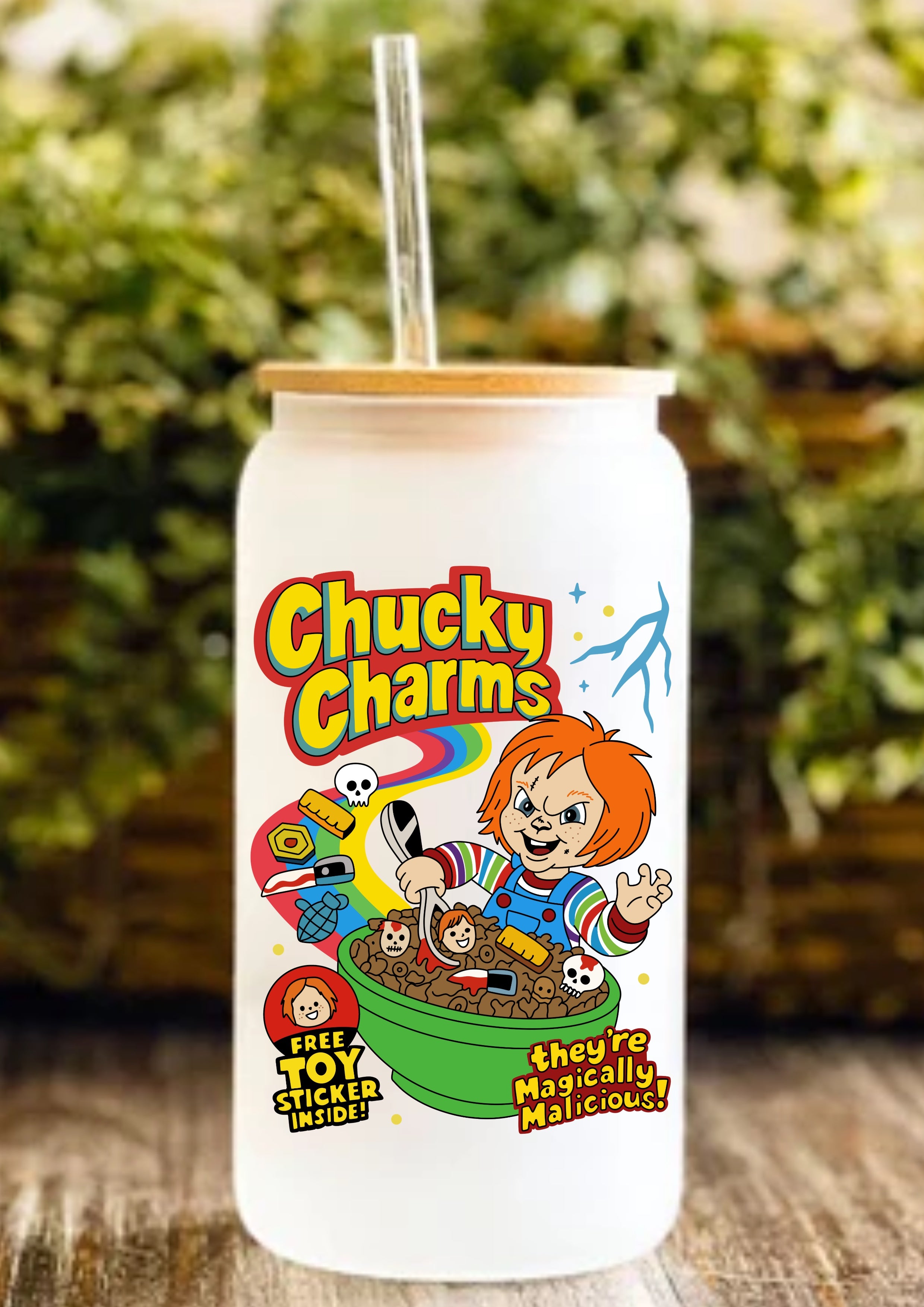 Chucky Charms 12oz Frosted Glass Tumbler