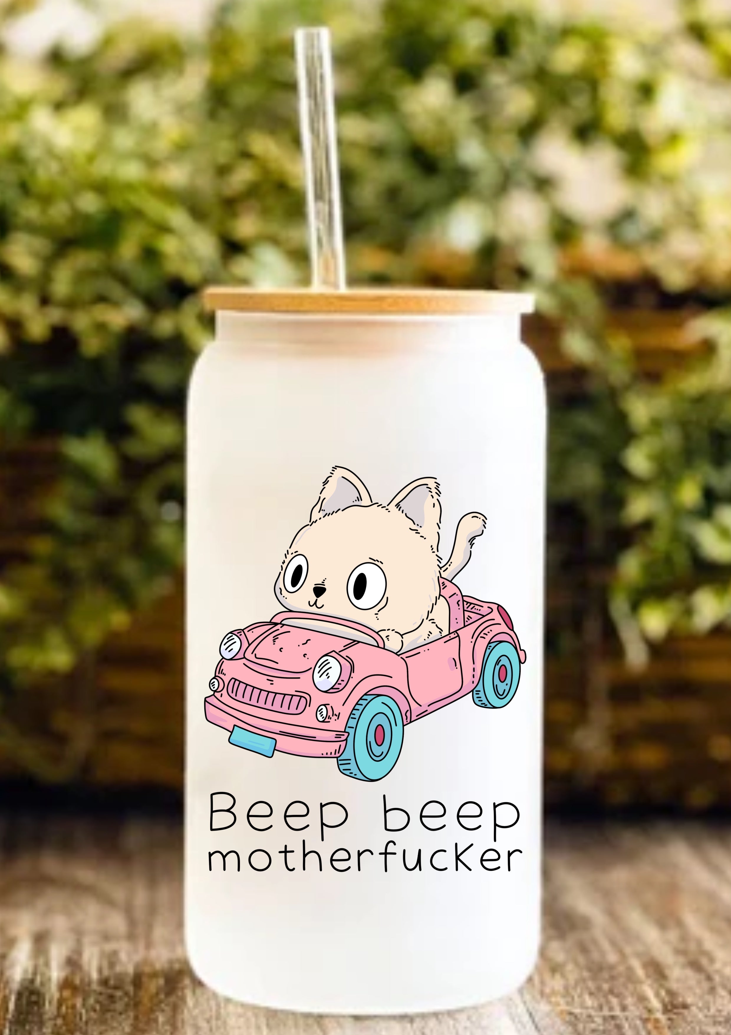Beep Beep Motherfucker 12oz Frosted Glass Tumbler