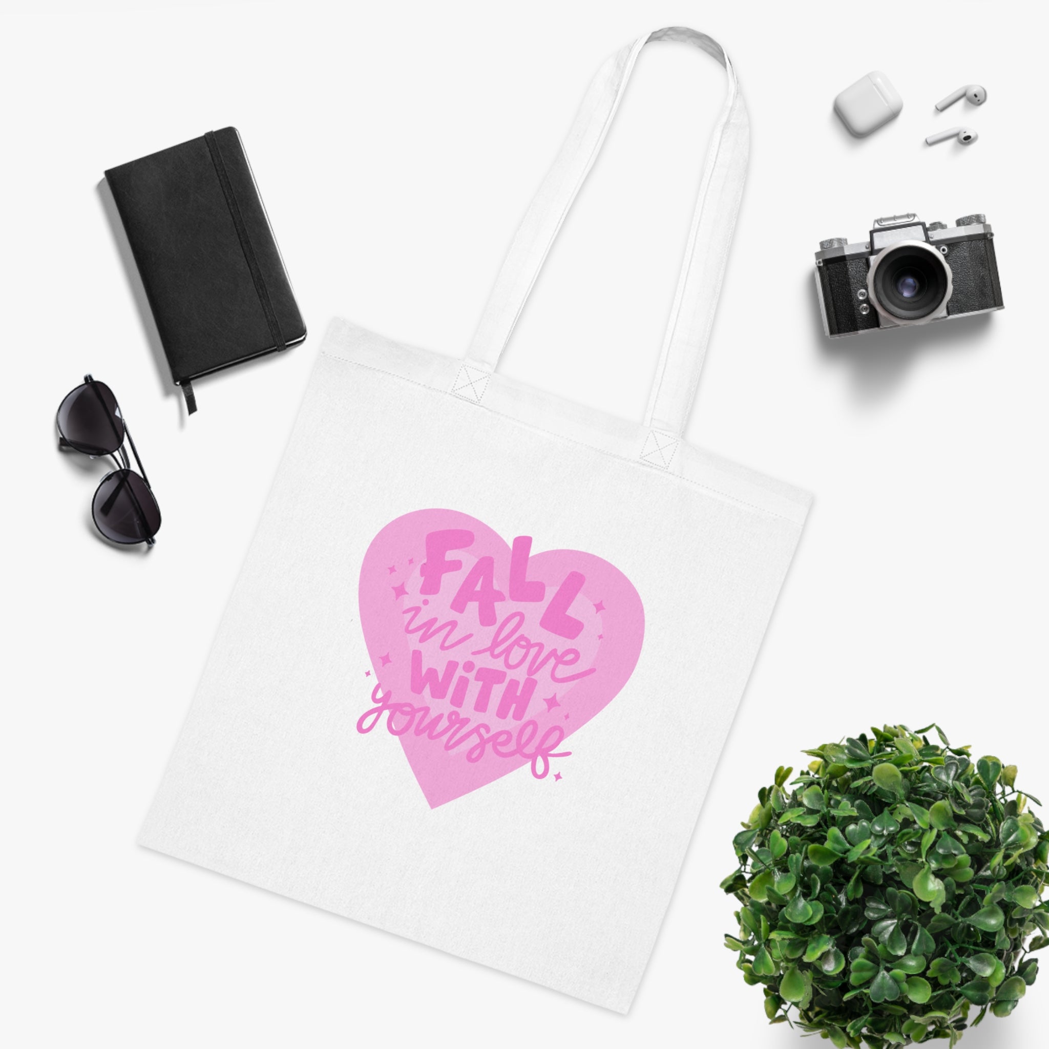 Fall In Love With Yourself White Tote Bag