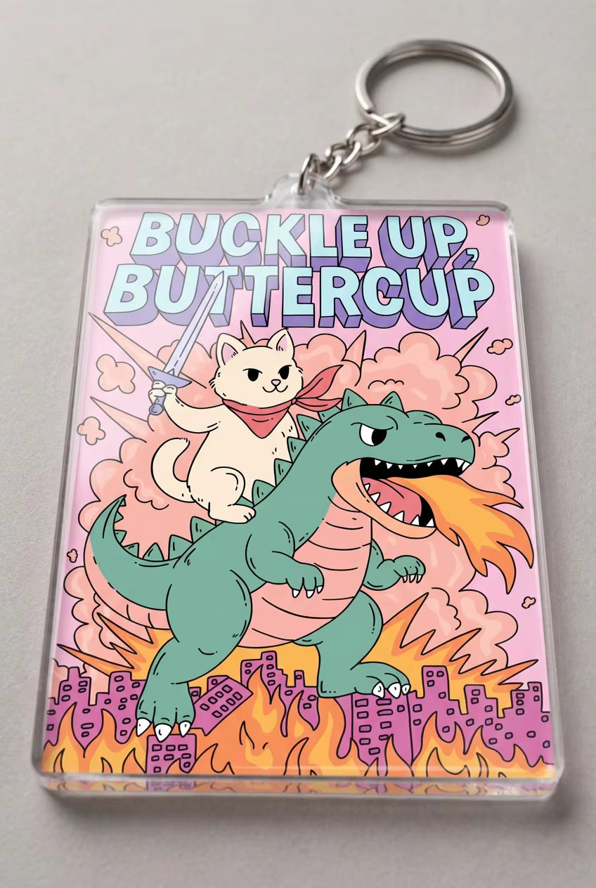 Buckle Up Buttercup Acrylic Keyring