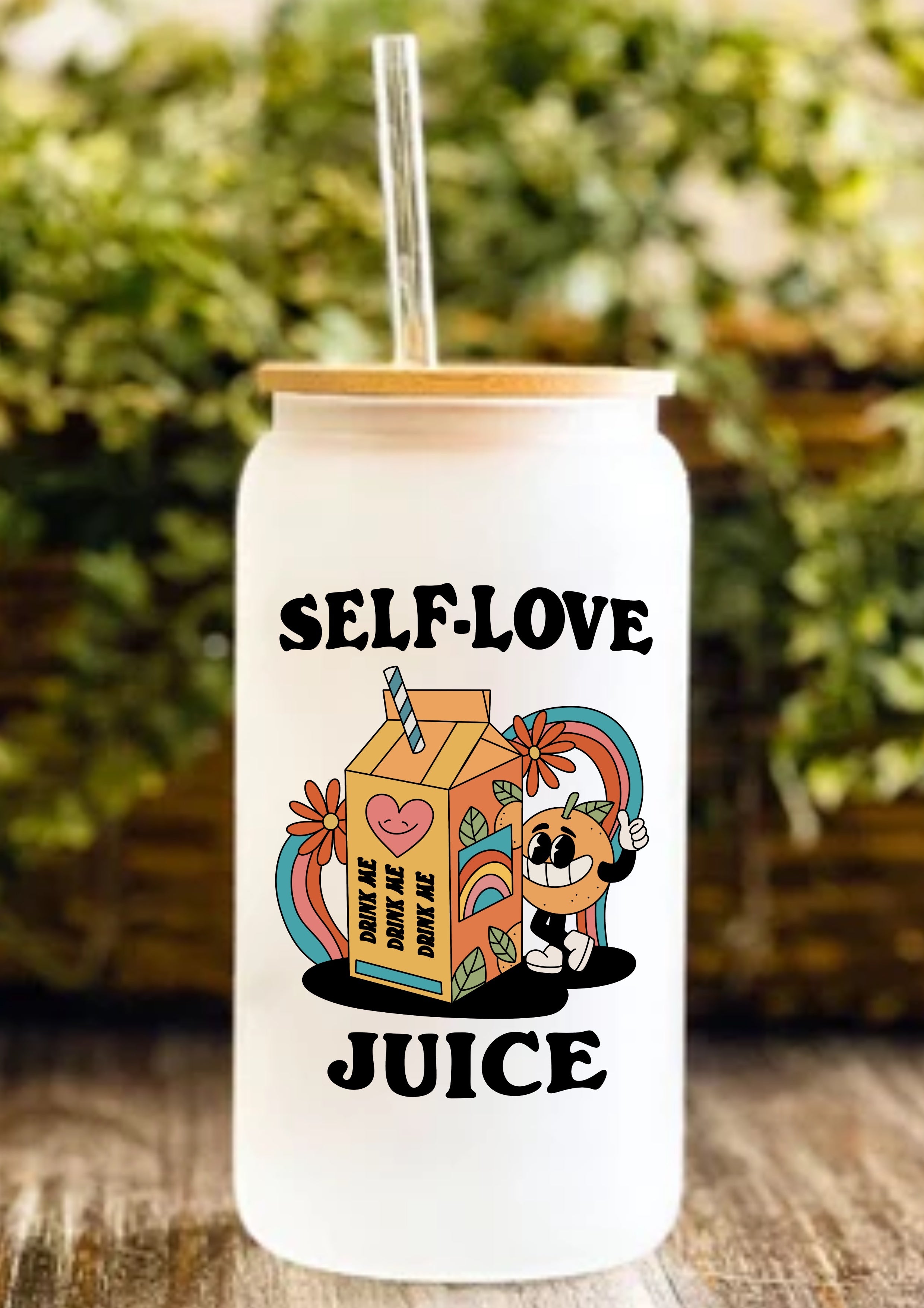 Self-Love Juice 12oz Frosted Glass Tumbler