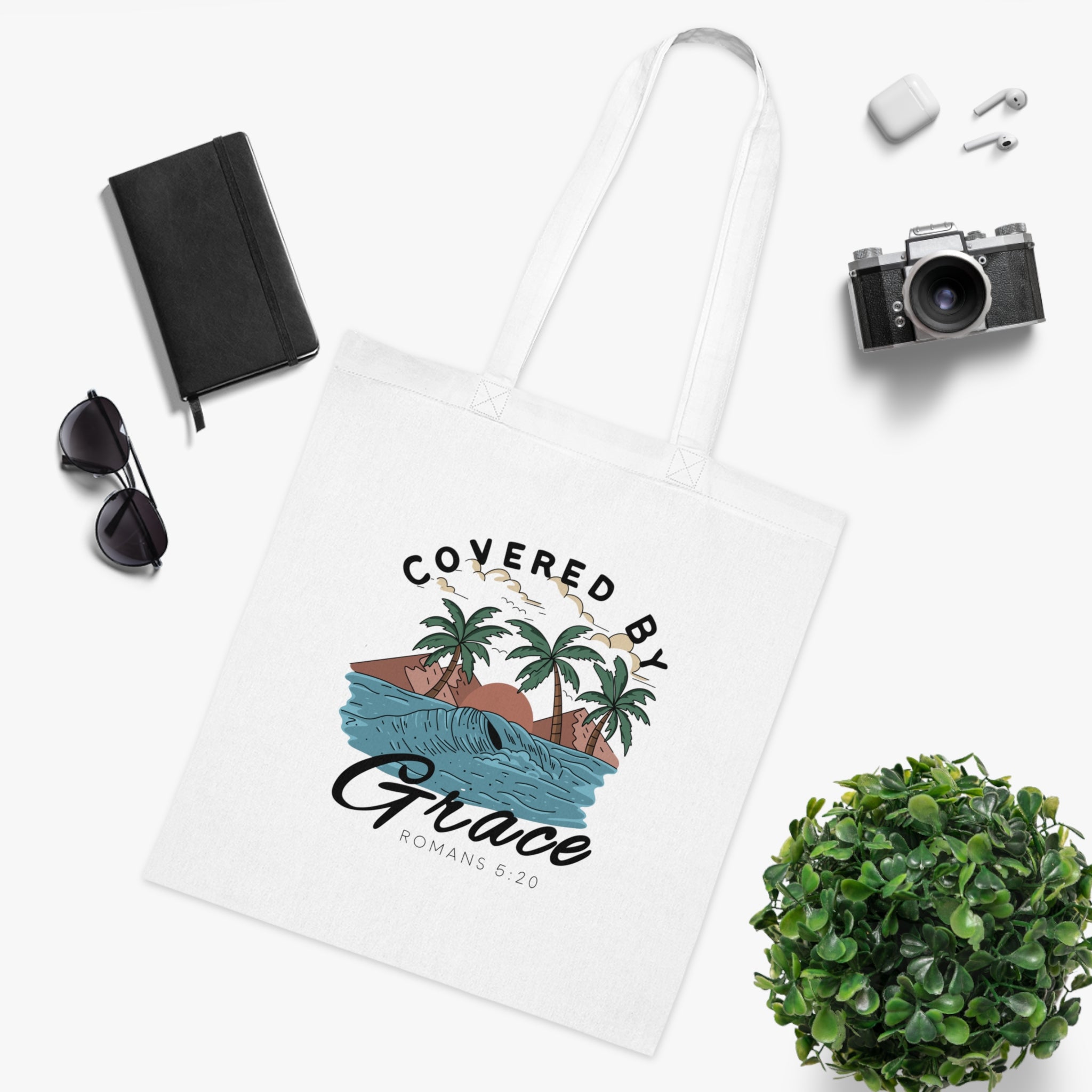 Covered By Grace White Tote Bag
