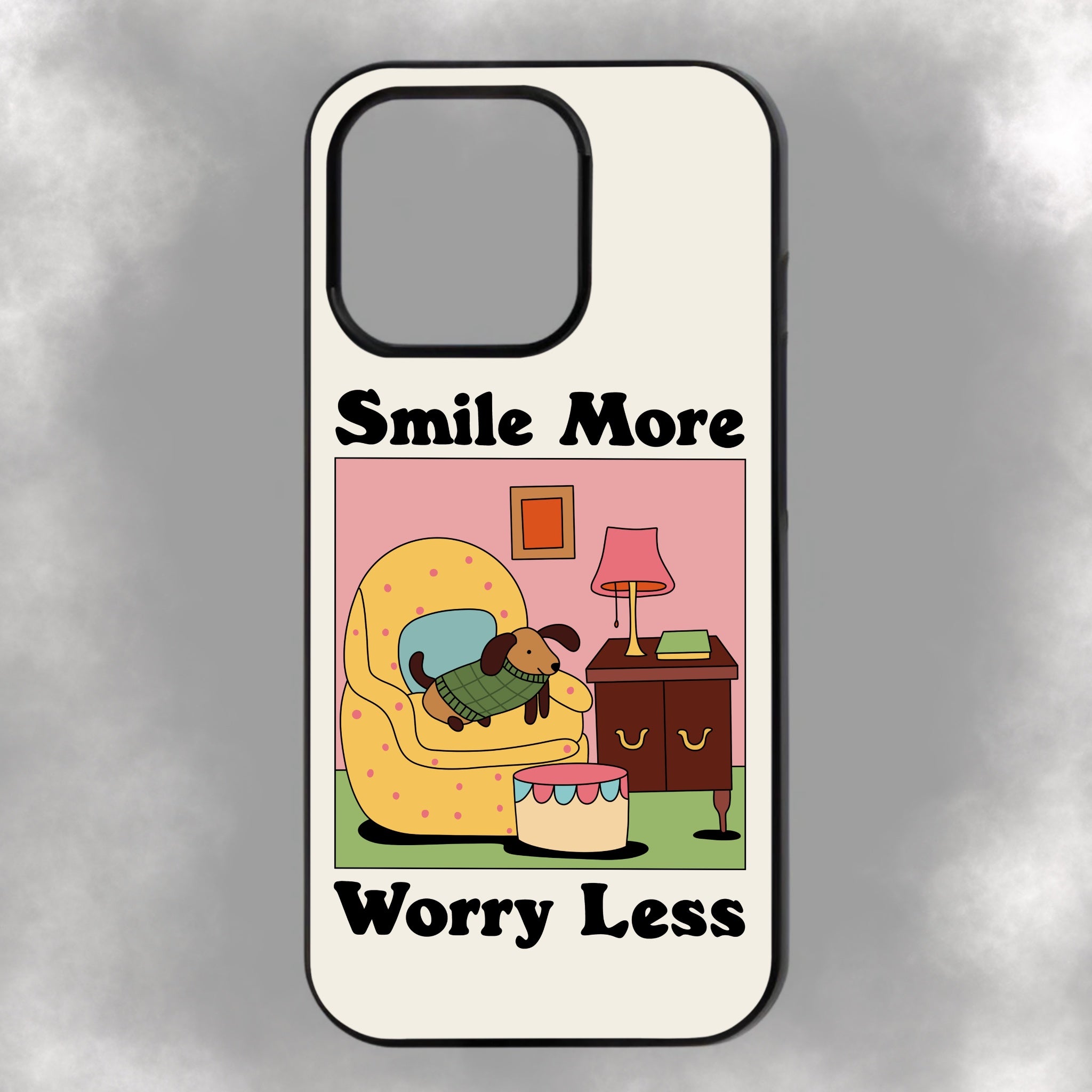 Smile More Worry Less iPhone Rubber Phone Case