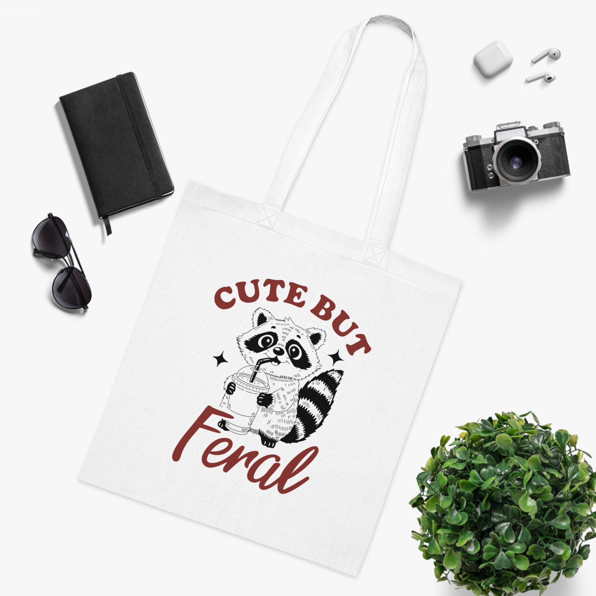 Cute But Feral White Tote Bag