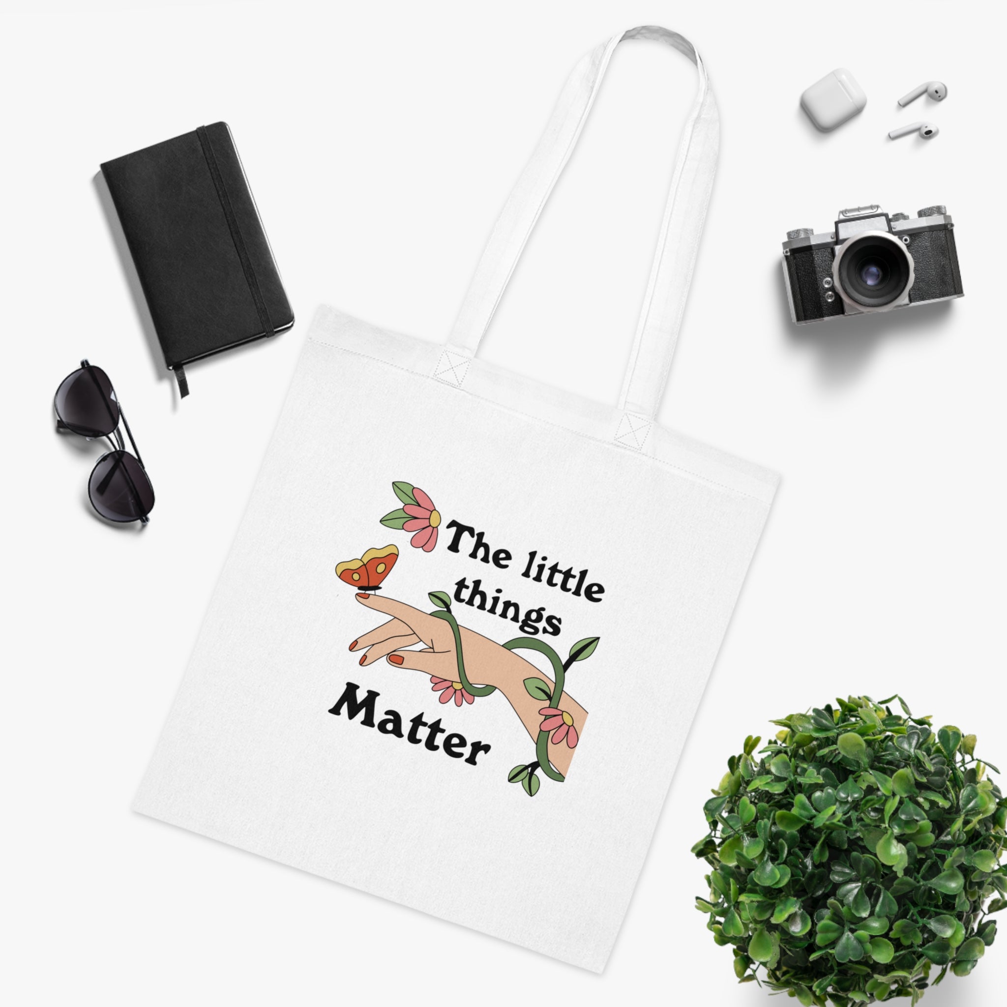 The Little Things Matter White Tote Bag
