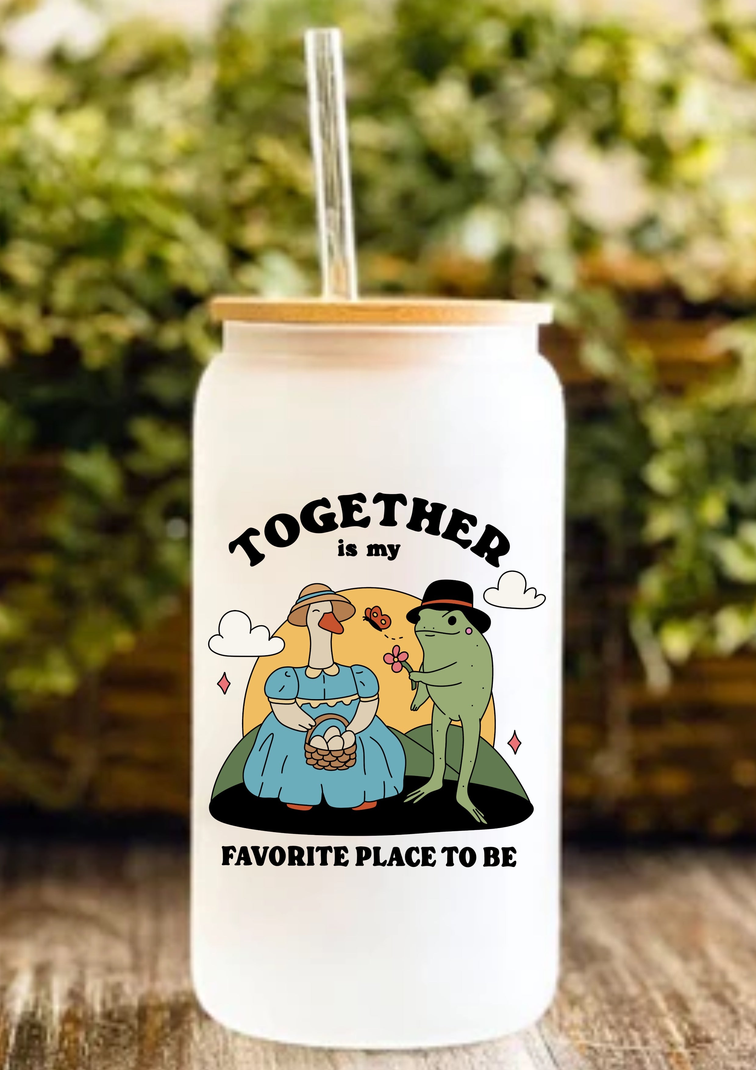 Together Is My Favorite Place To Be 12oz Frosted Glass Tumbler