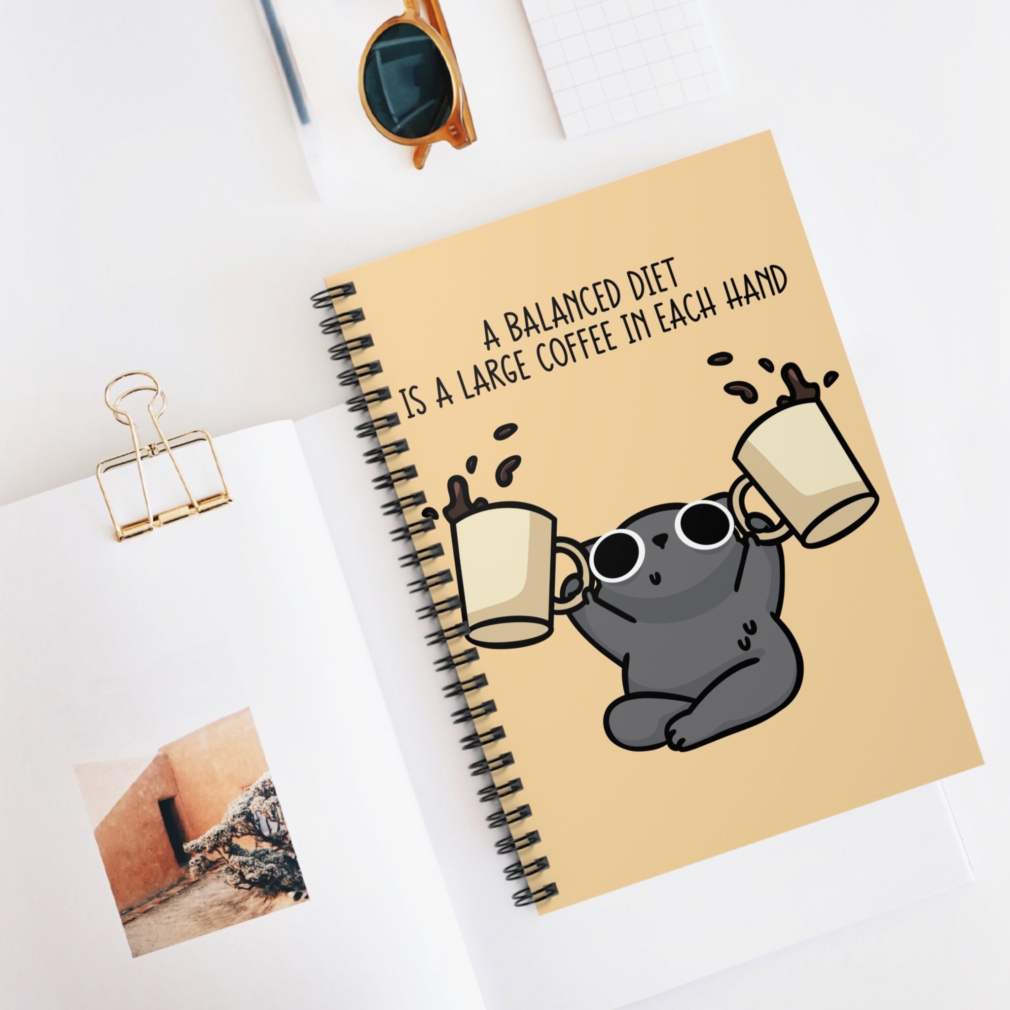 A Balanced Diet Is A Large Coffee In Each Hand A5 Lined Notebook