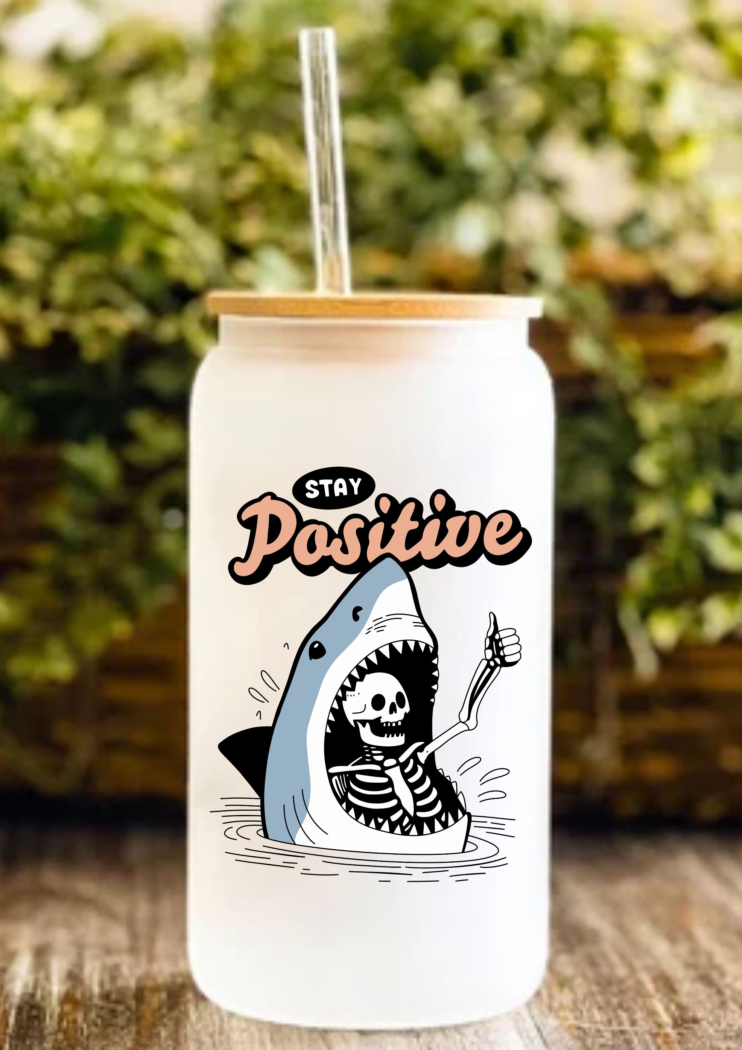 Stay Positive 12oz Frosted Glass Tumbler