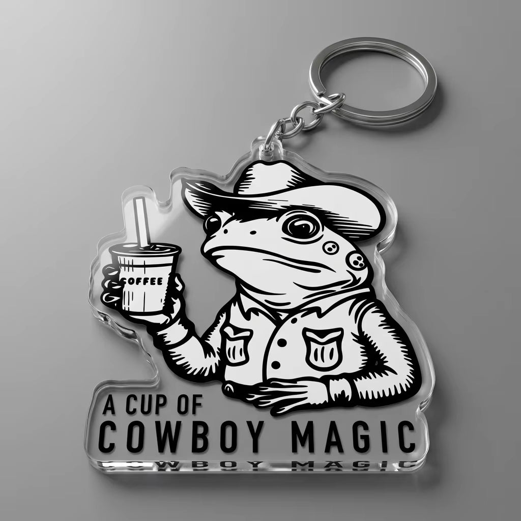 A Cup Of Cowboy Magic Acrylic Keyring