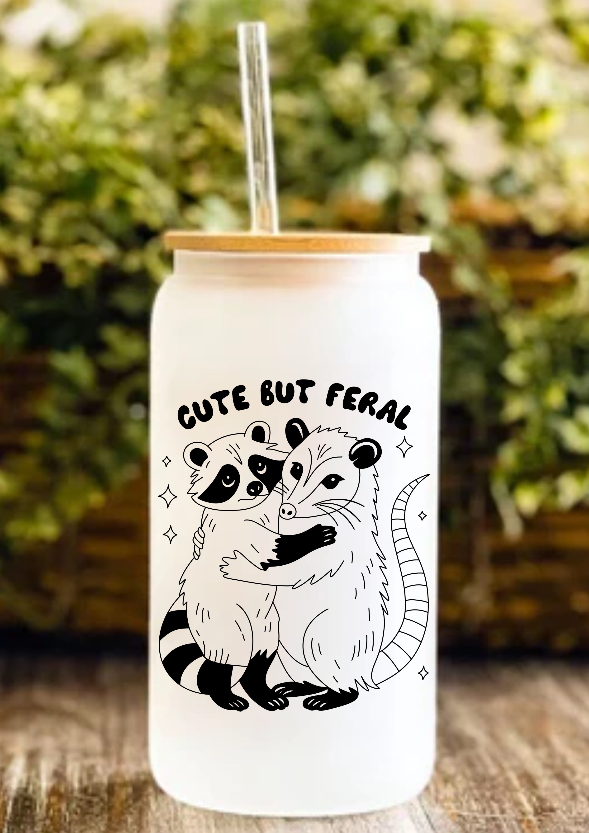 Cute But Feral 12oz Frosted Glass Tumbler