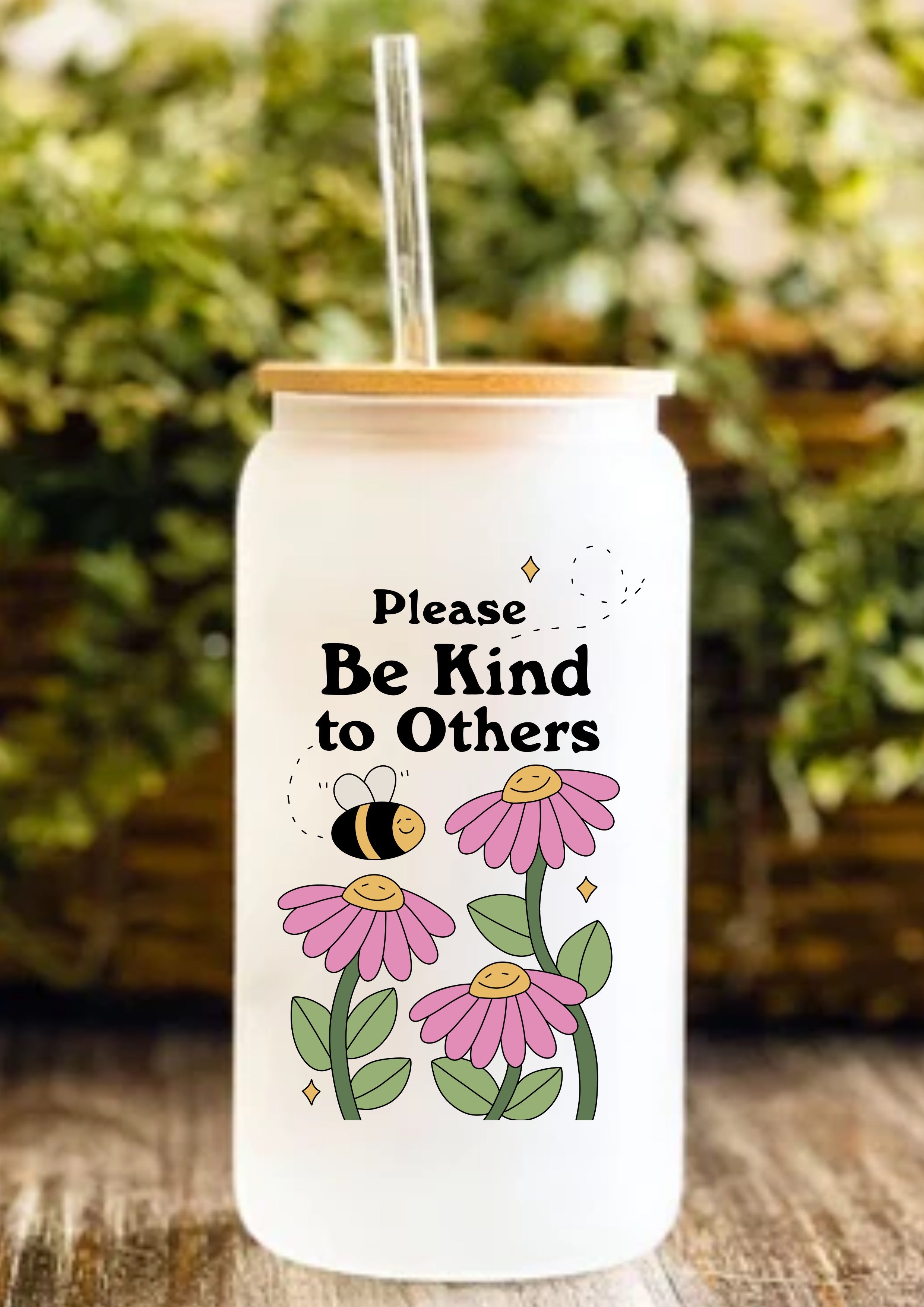Please Be Kind To Others 12oz Frosted Glass Tumbler