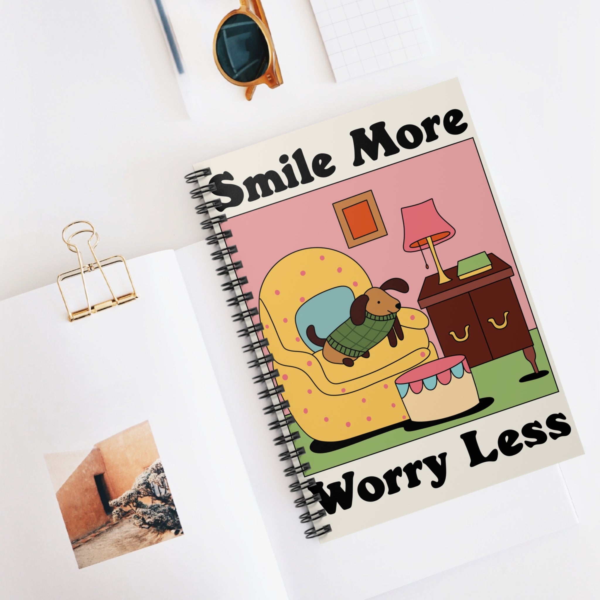Smile More Worry Less A5 Lined Notebook
