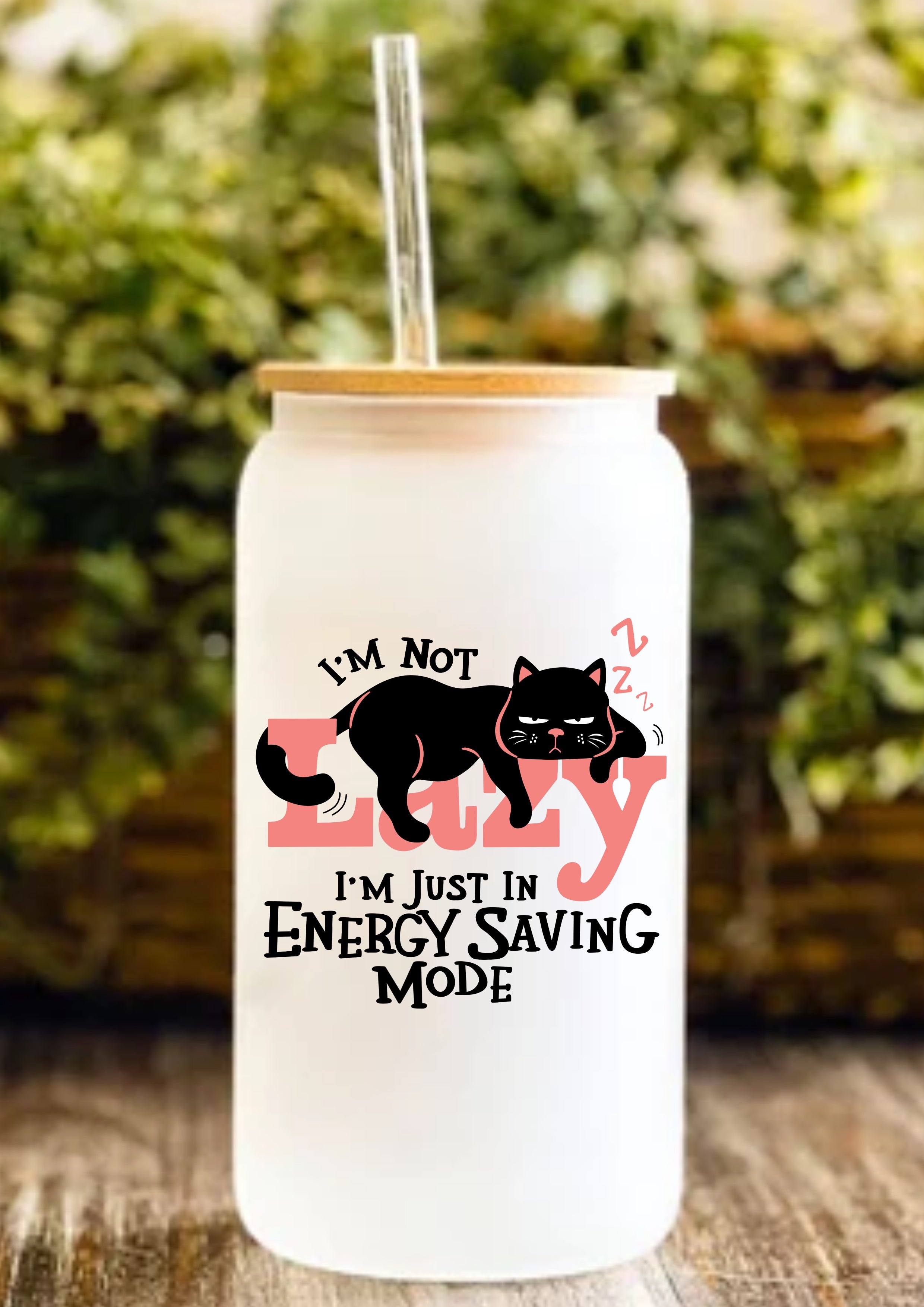 I’m Not Lazy I’m Just In Energy Saving Mode 12oz Frosted Glass Tumbler