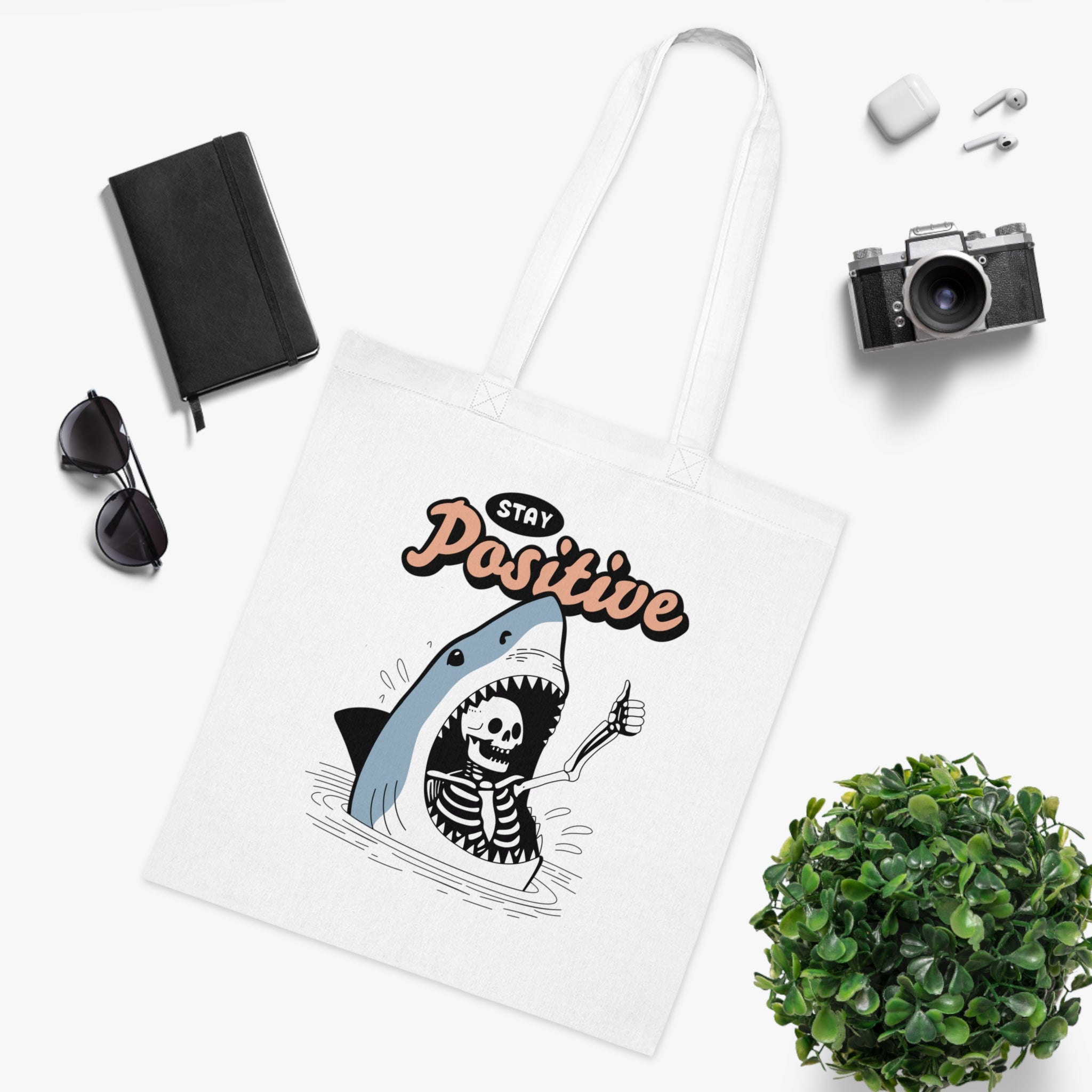 Stay Positive White Tote Bag