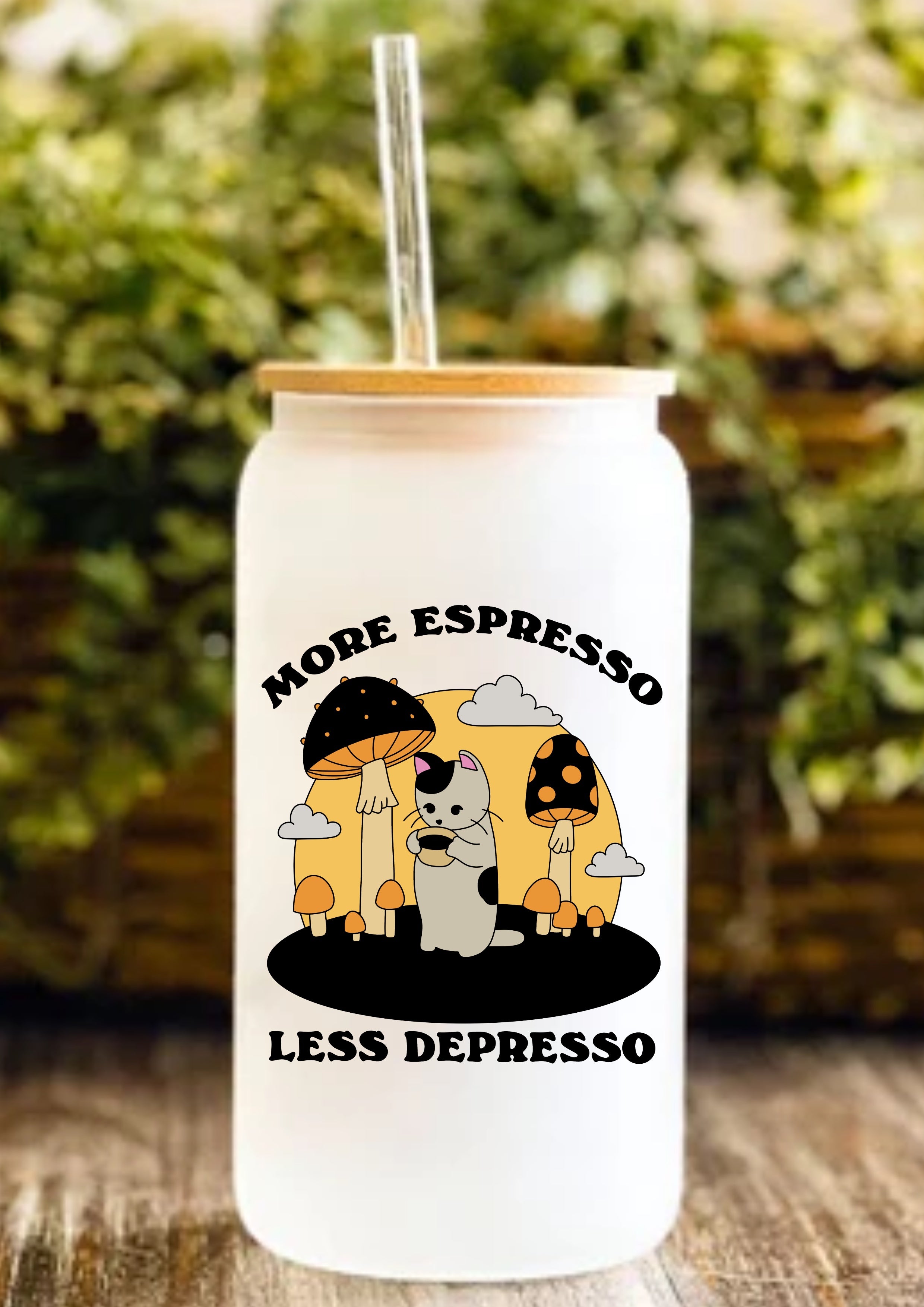 More Espresso Less Depresso 12oz Frosted Glass Tumbler