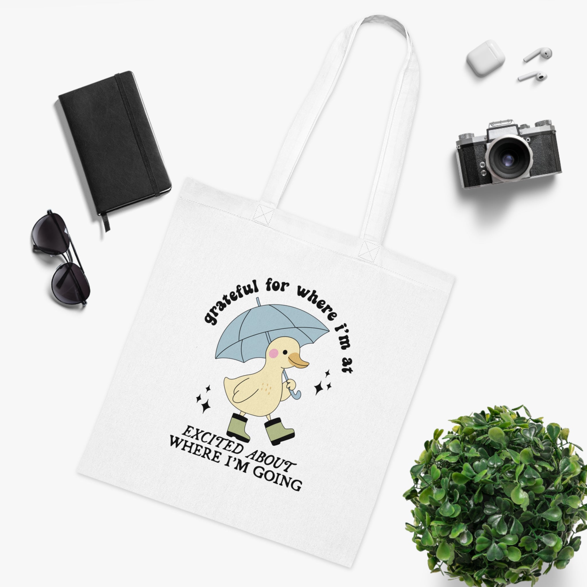 Grateful For Where I’m At Excited About Where I’m Going White Tote Bag