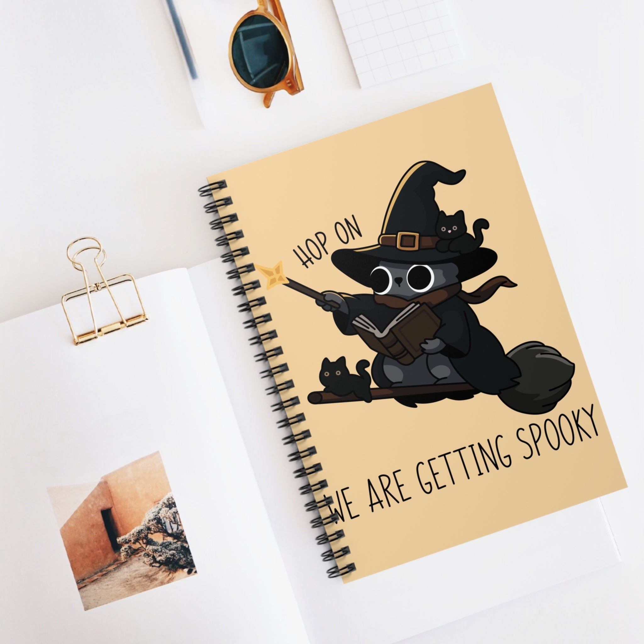 Hop On, We Are Getting Spooky A5 Lined Notebook