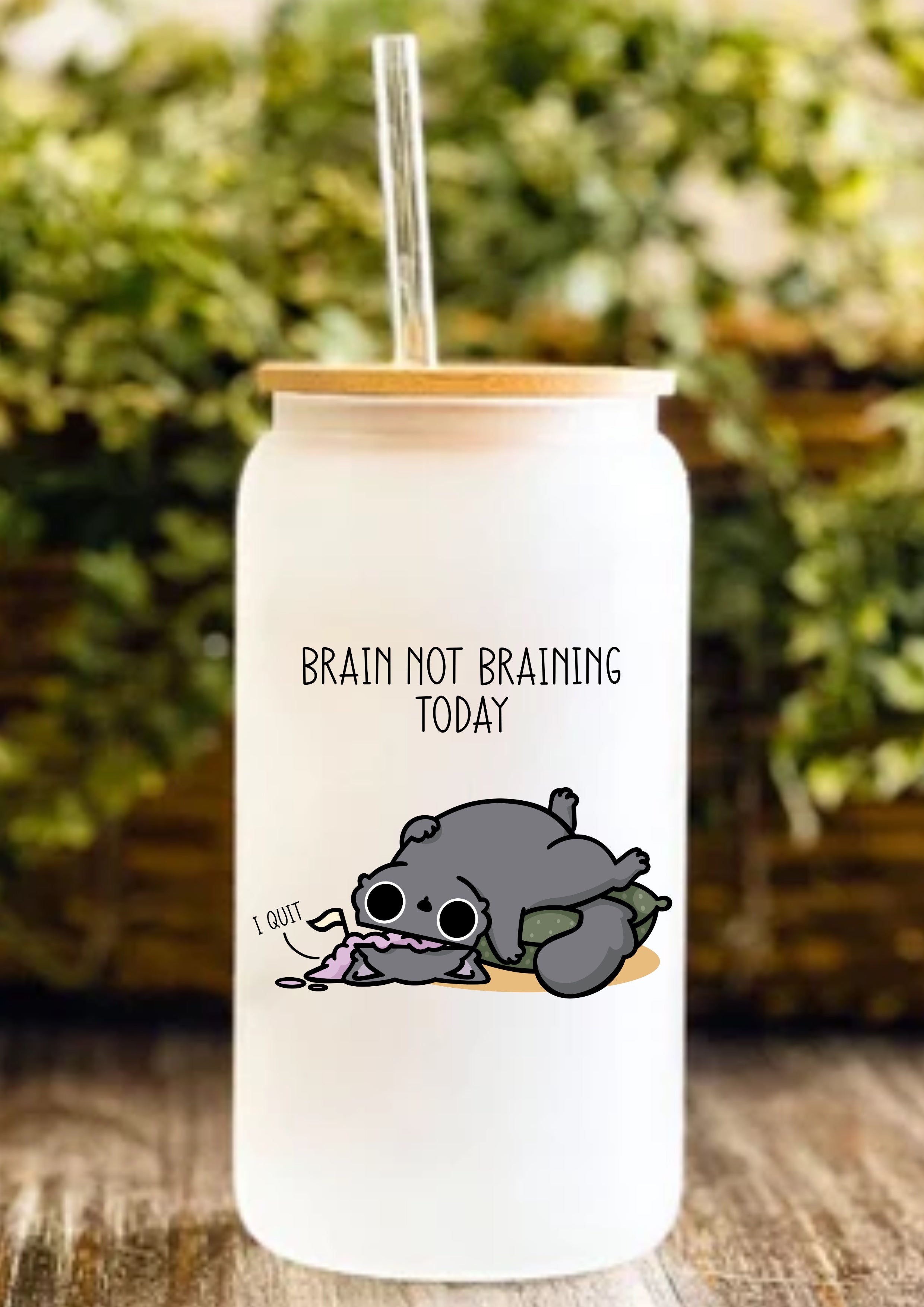 Brain Not Braining Today 12oz Frosted Glass Tumbler