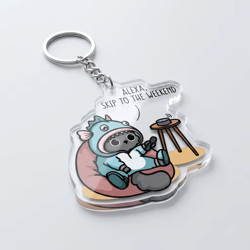 Alexa, Skip To The Weekend Acrylic Keyring