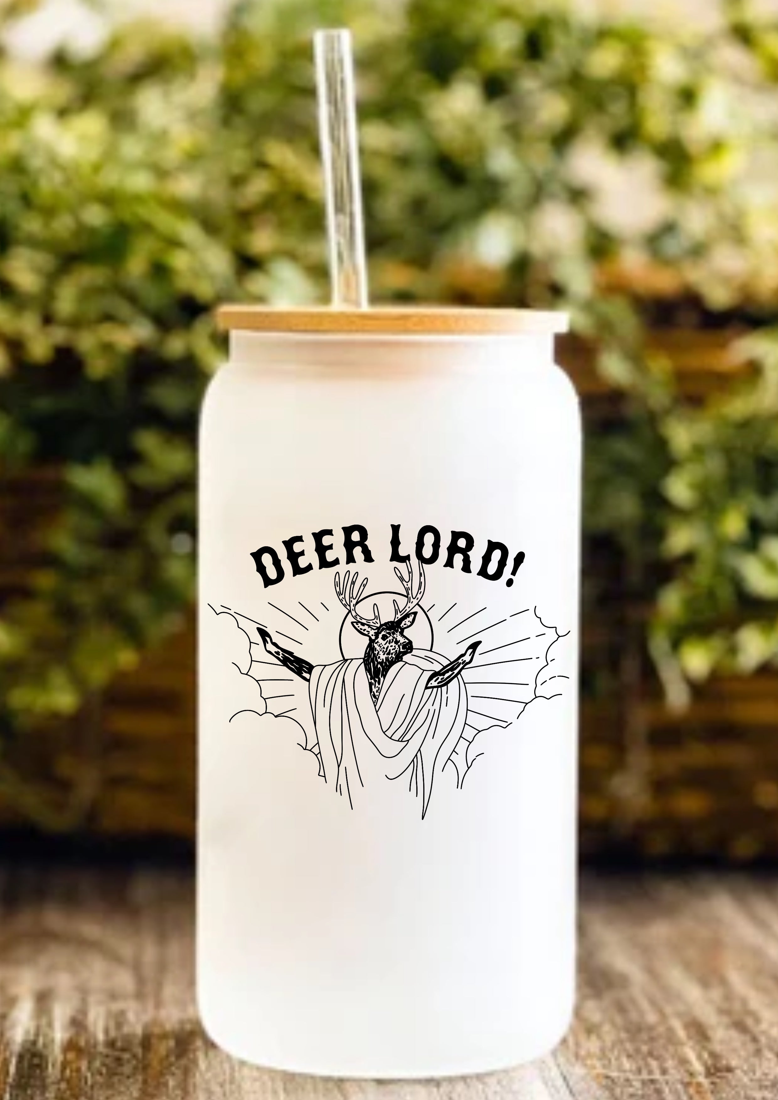 Deer Lord! 12oz Frosted Glass Tumbler
