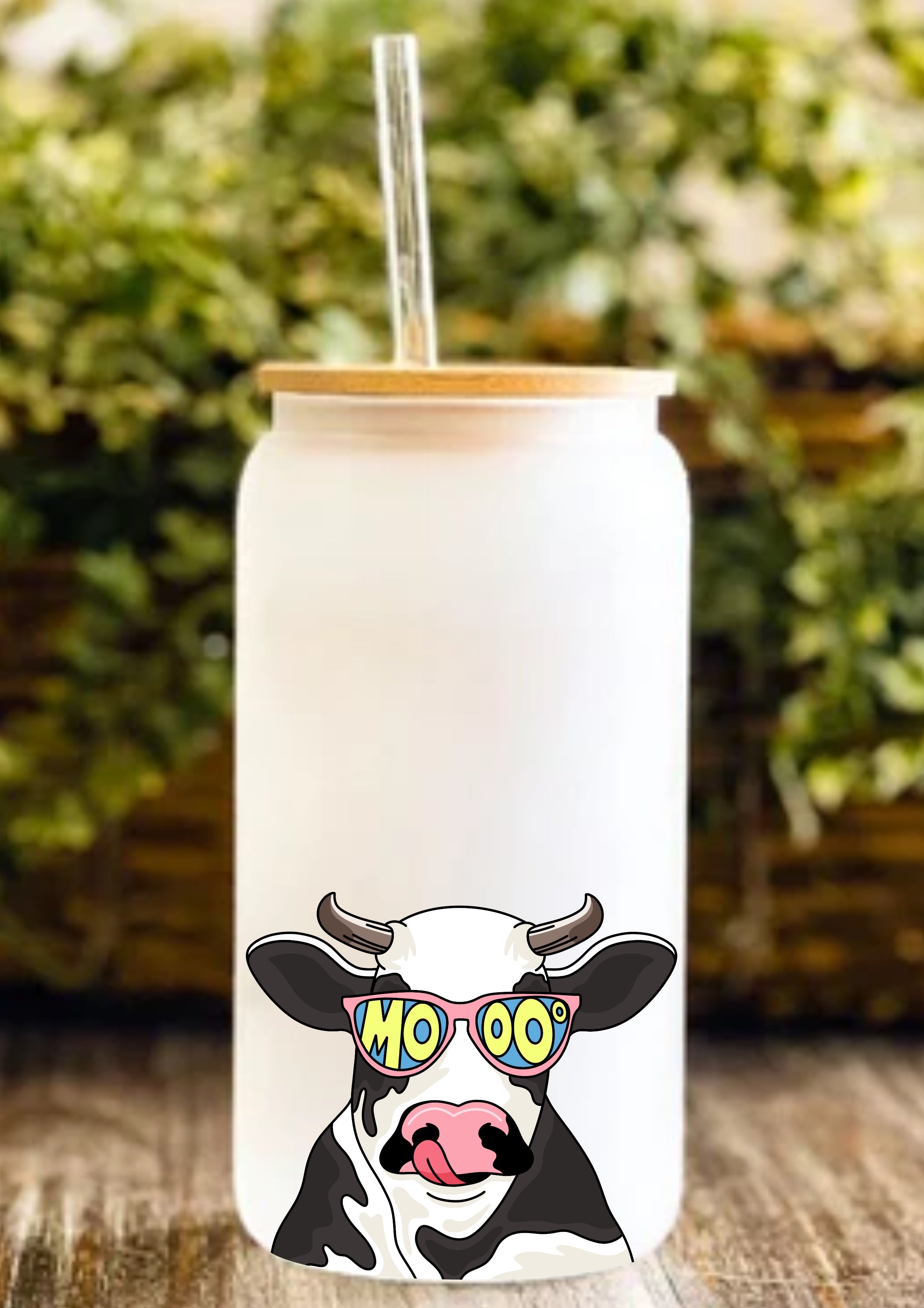 Moooo 12oz Frosted Glass Tumbler