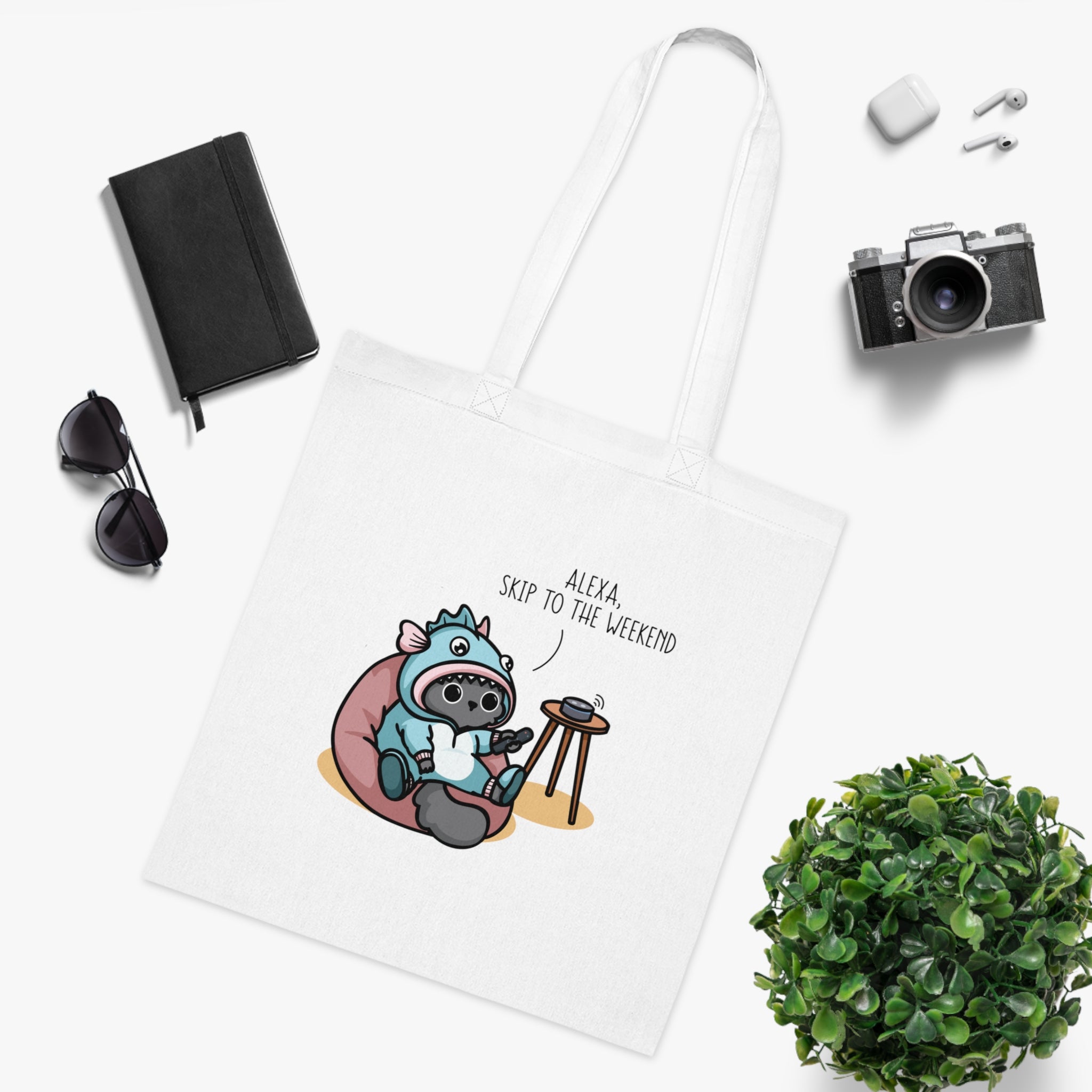 Alexa, Skip To The Weekend White Tote Bag