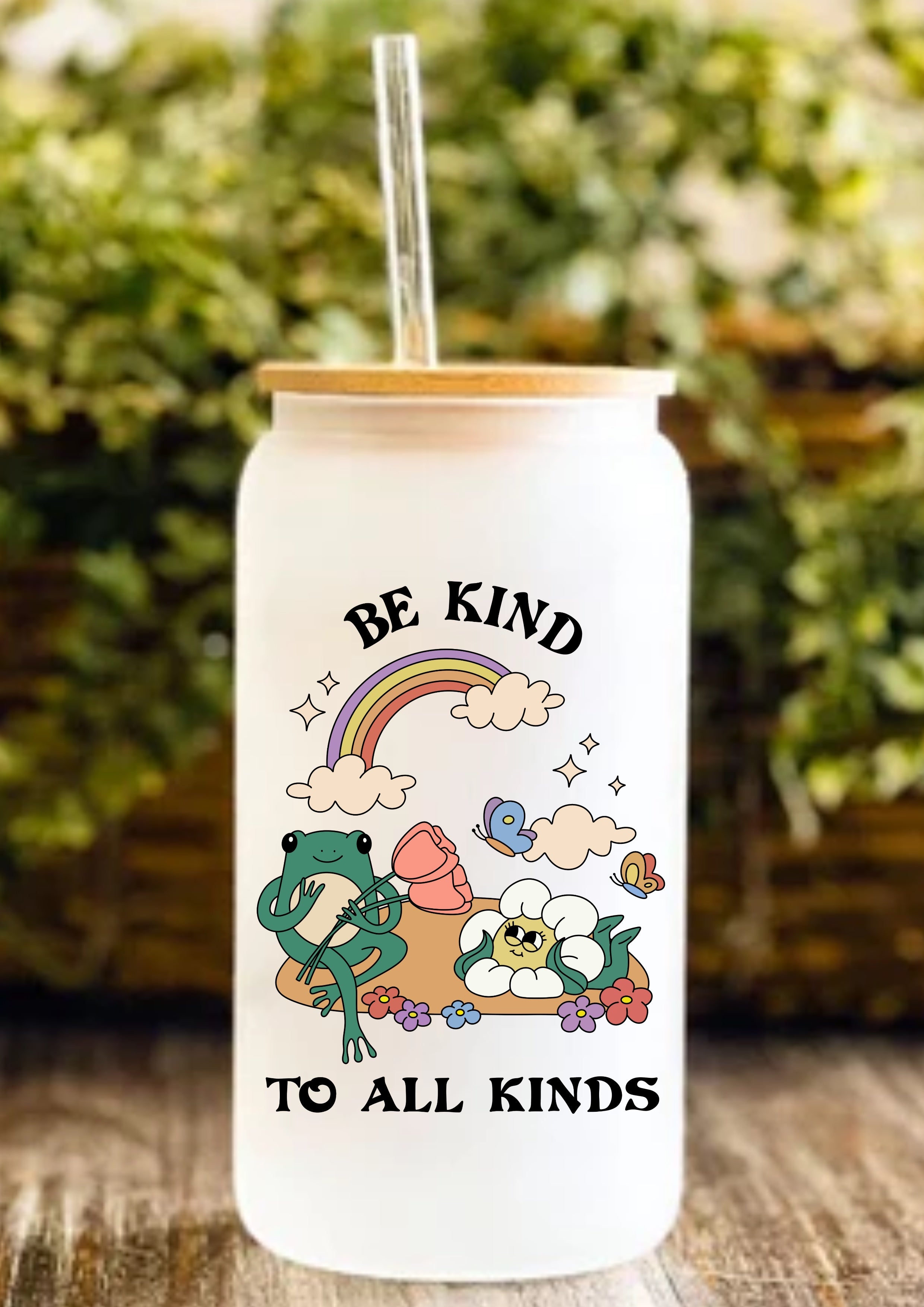 Be Kind To All Kinds 12oz Frosted Glass Tumbler