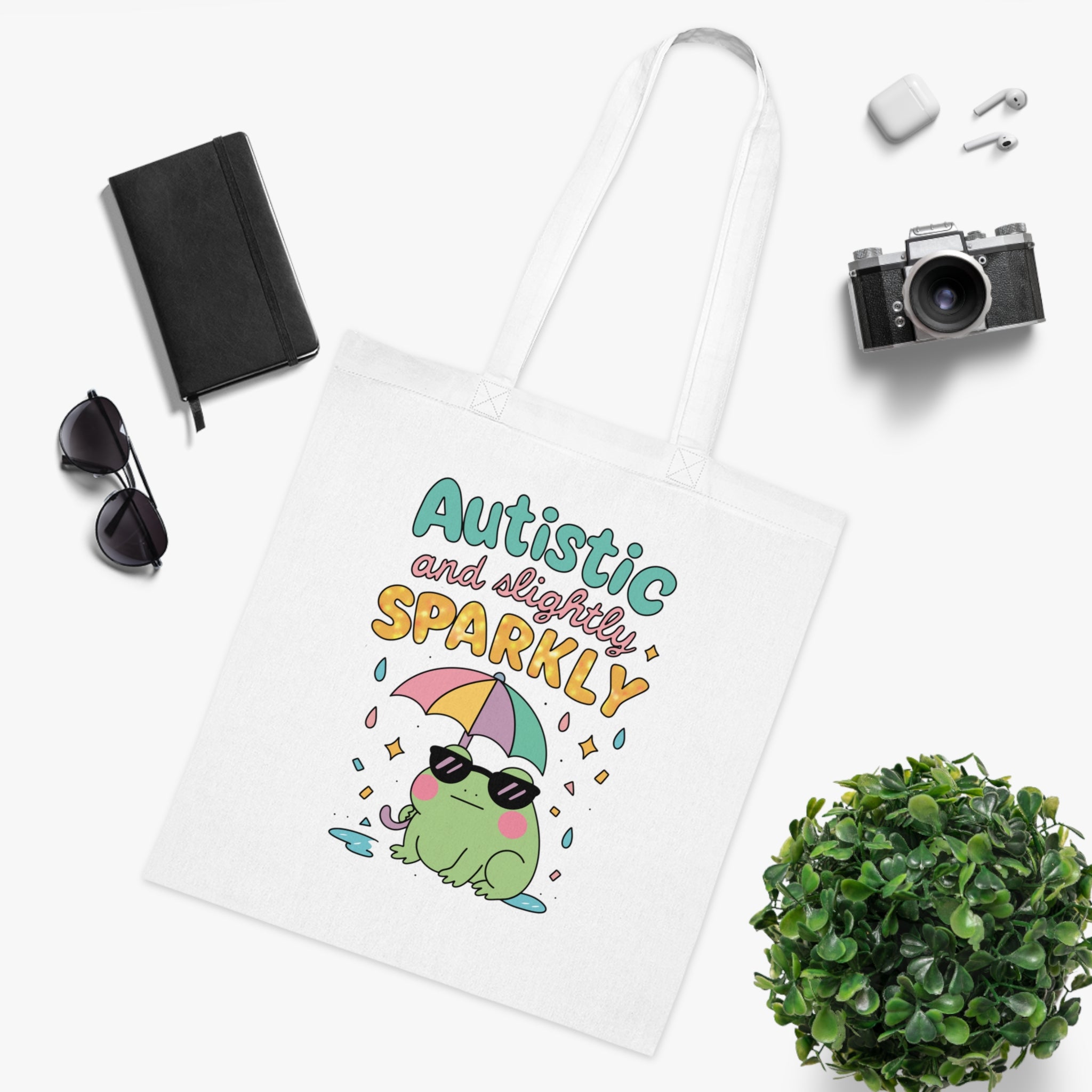 Autistic And Slightly Sparkly White Tote Bag