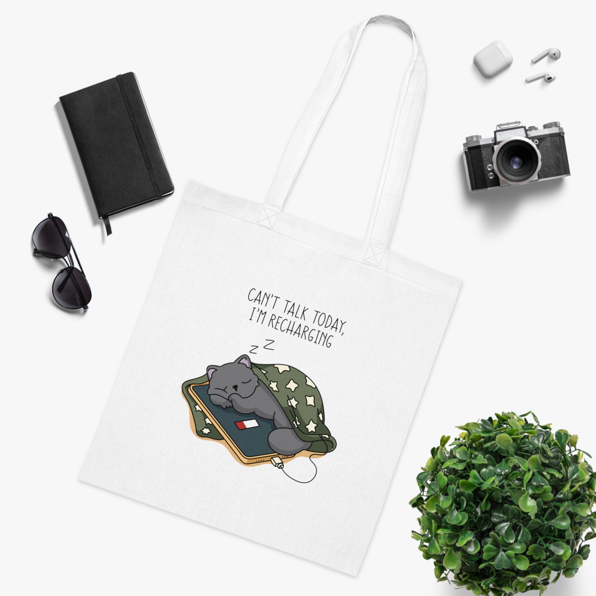 Can’t Talk Today, I’m Recharging White Tote Bag