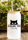 Judging You Silently 12oz Frosted Glass Tumbler