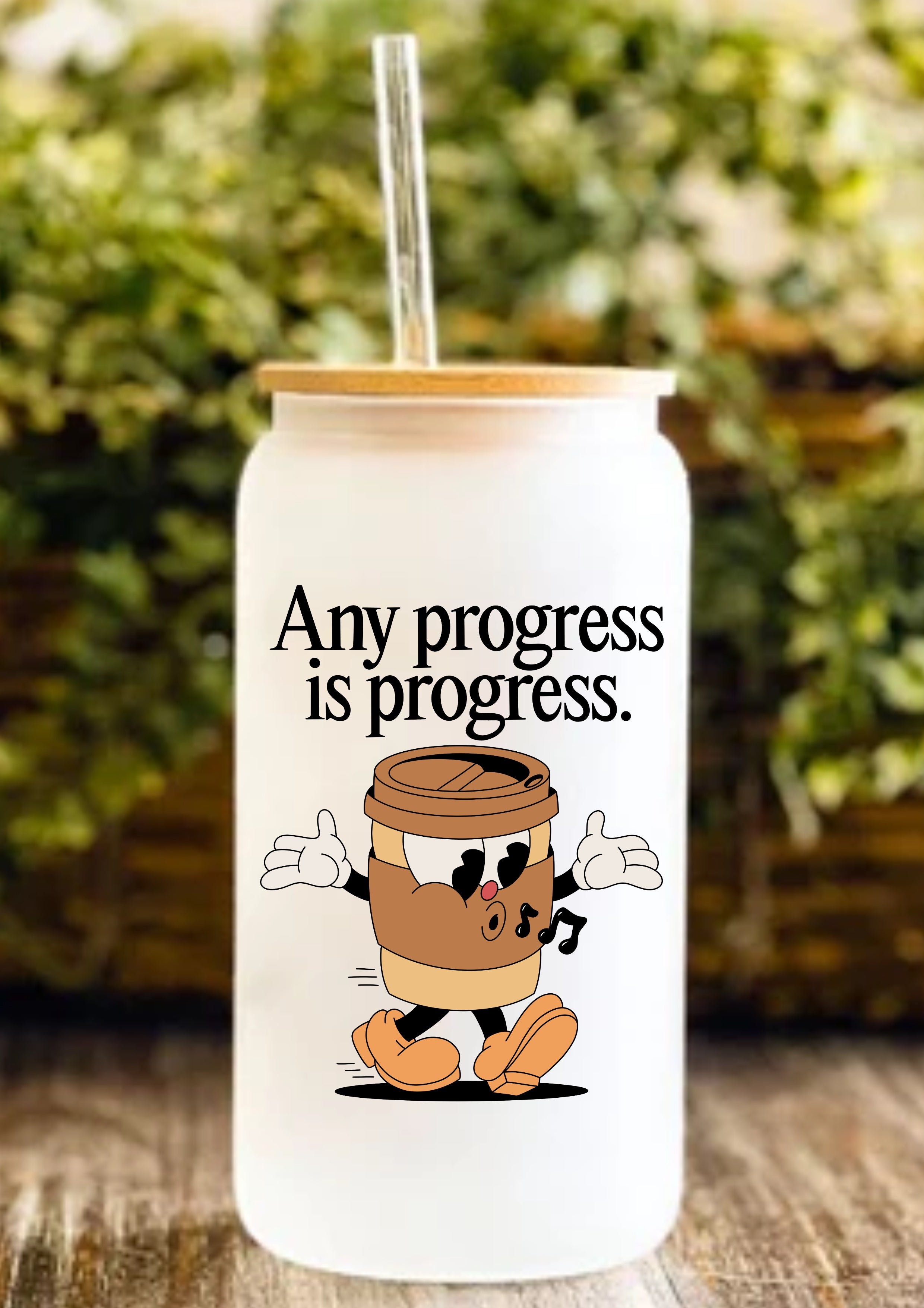 Any Progress Is Progress 12oz Frosted Glass Tumbler