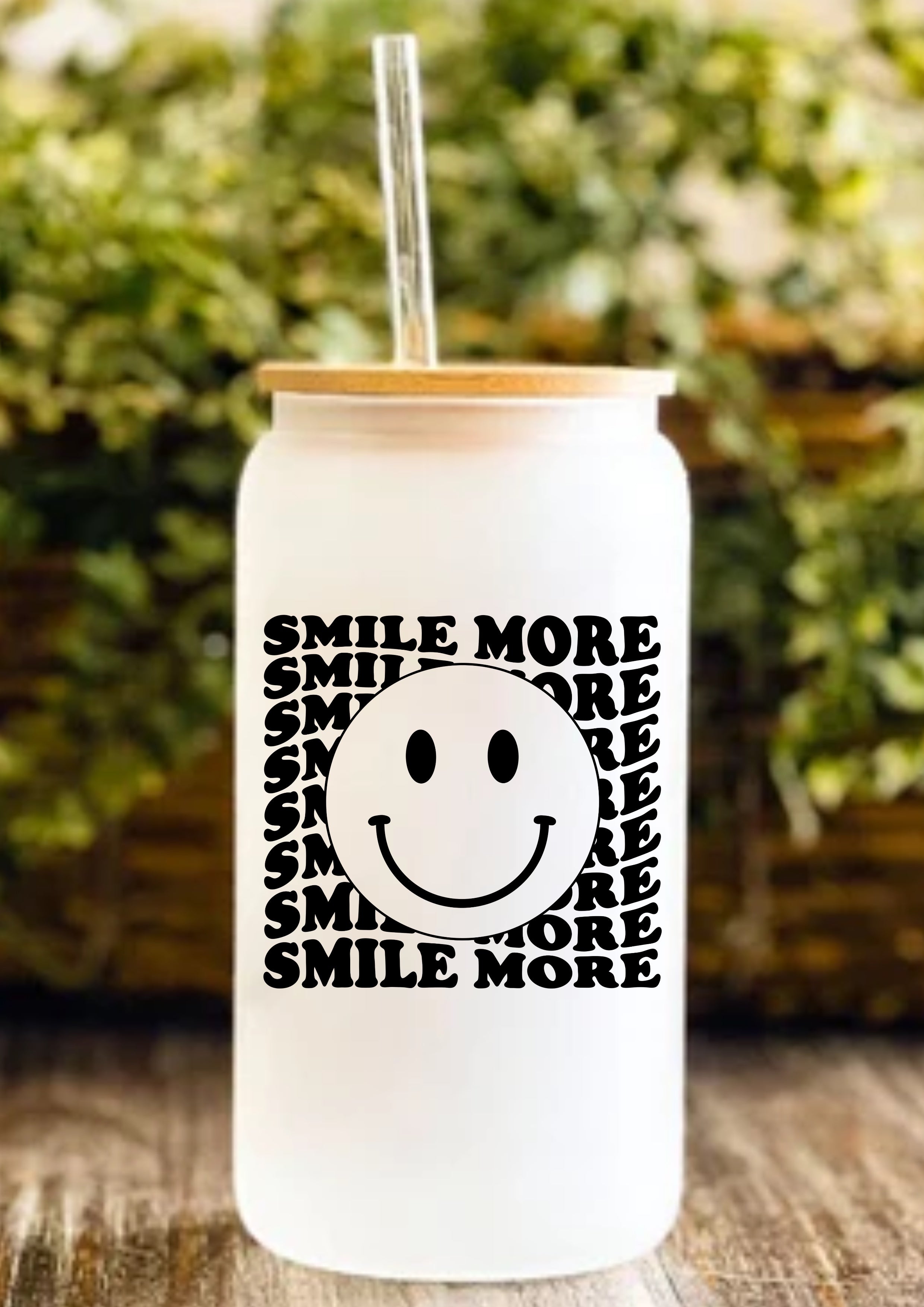 Smile More 12oz Frosted Glass Tumbler