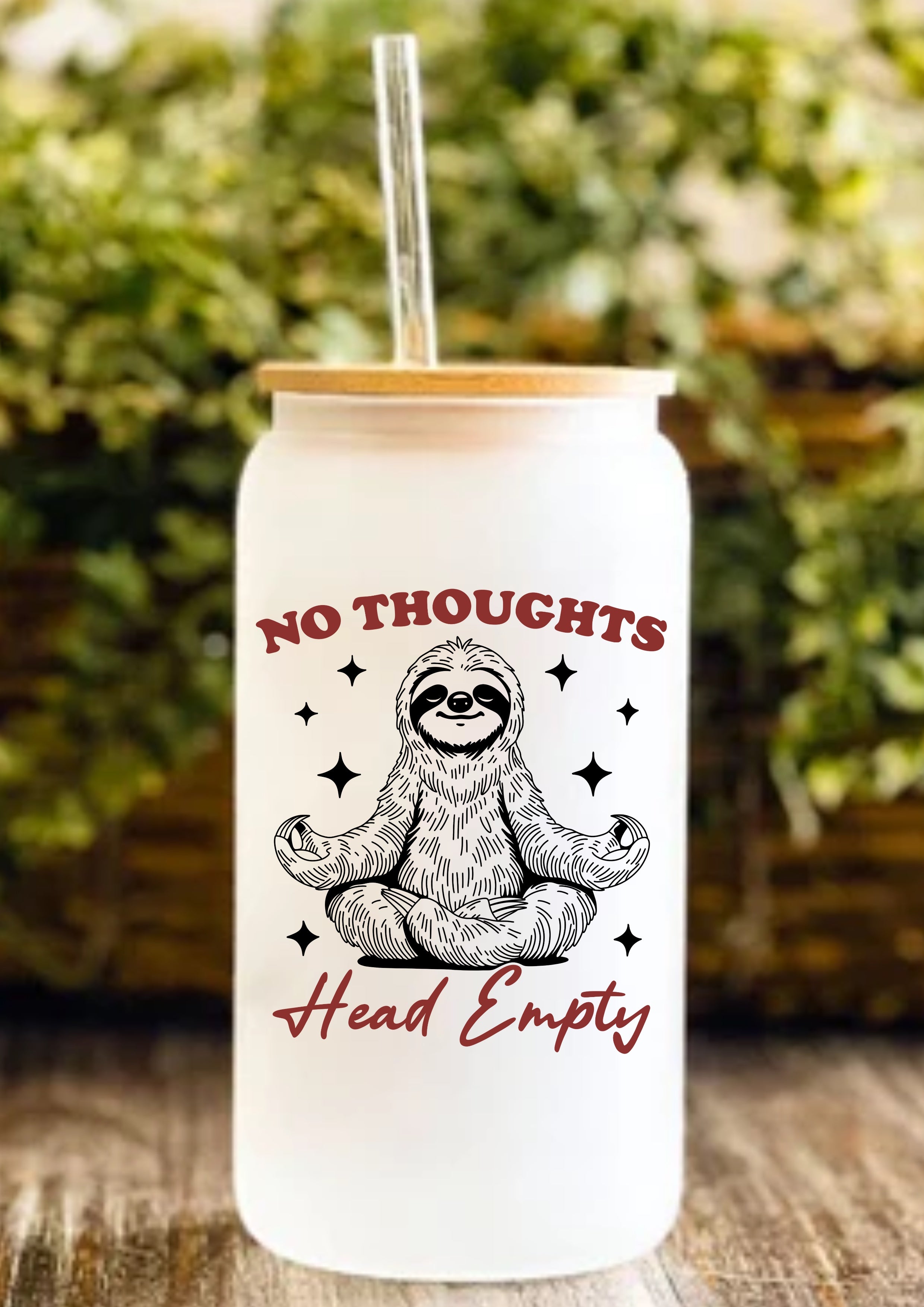 No Thoughts Head Empty 12oz Frosted Glass Tumbler