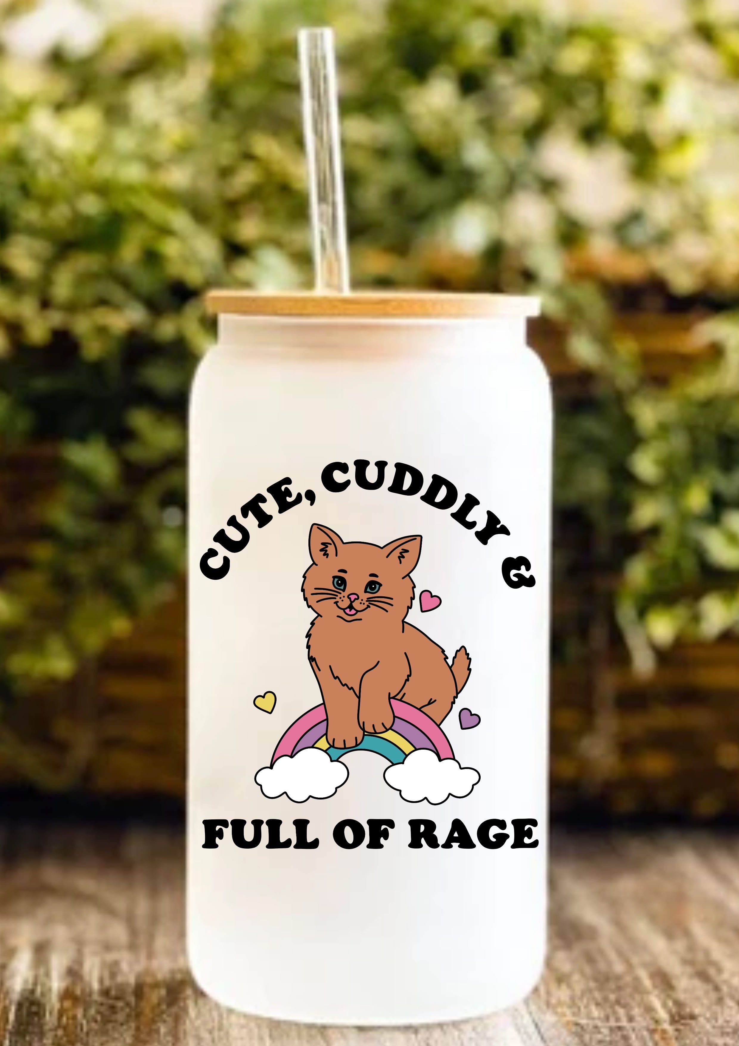 Cute, Cuddly & Full Of Rage 12oz Frosted Glass Tumbler