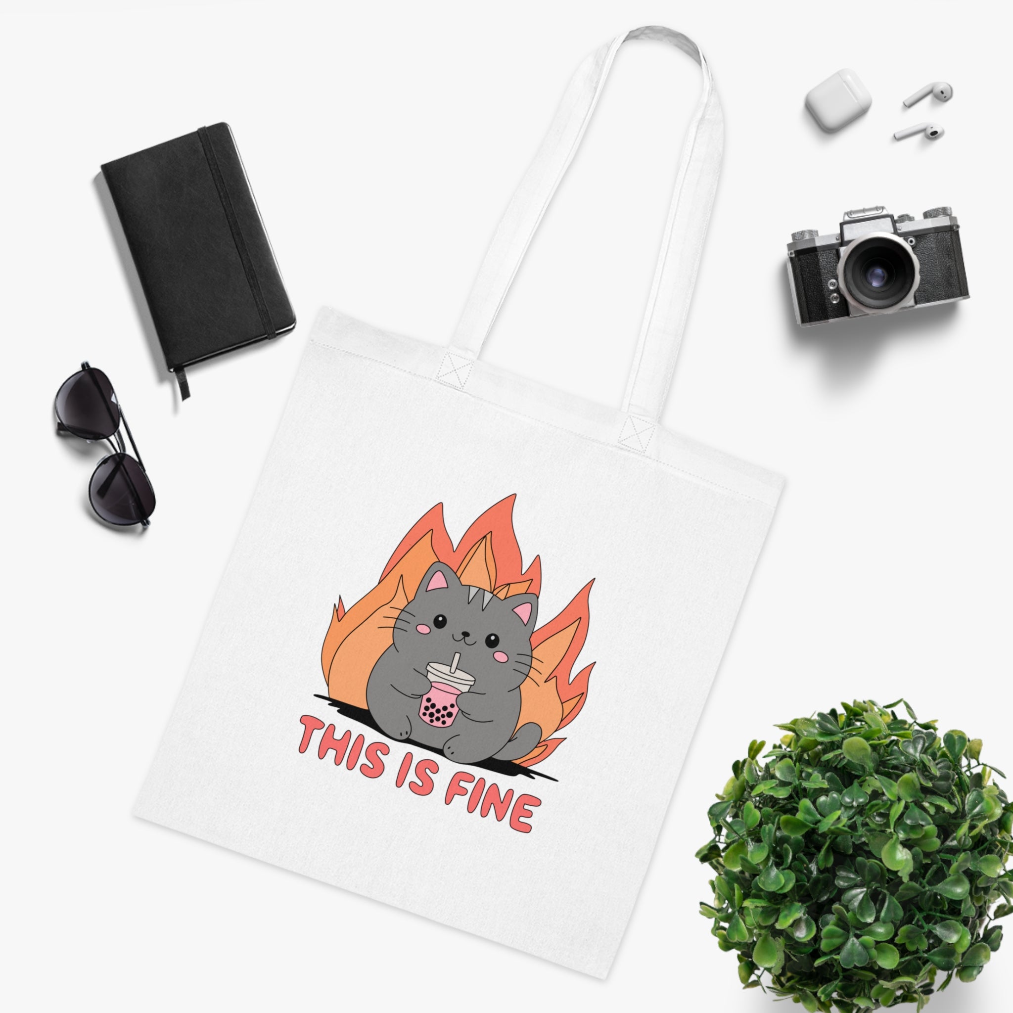 This Is Fine White Tote Bag