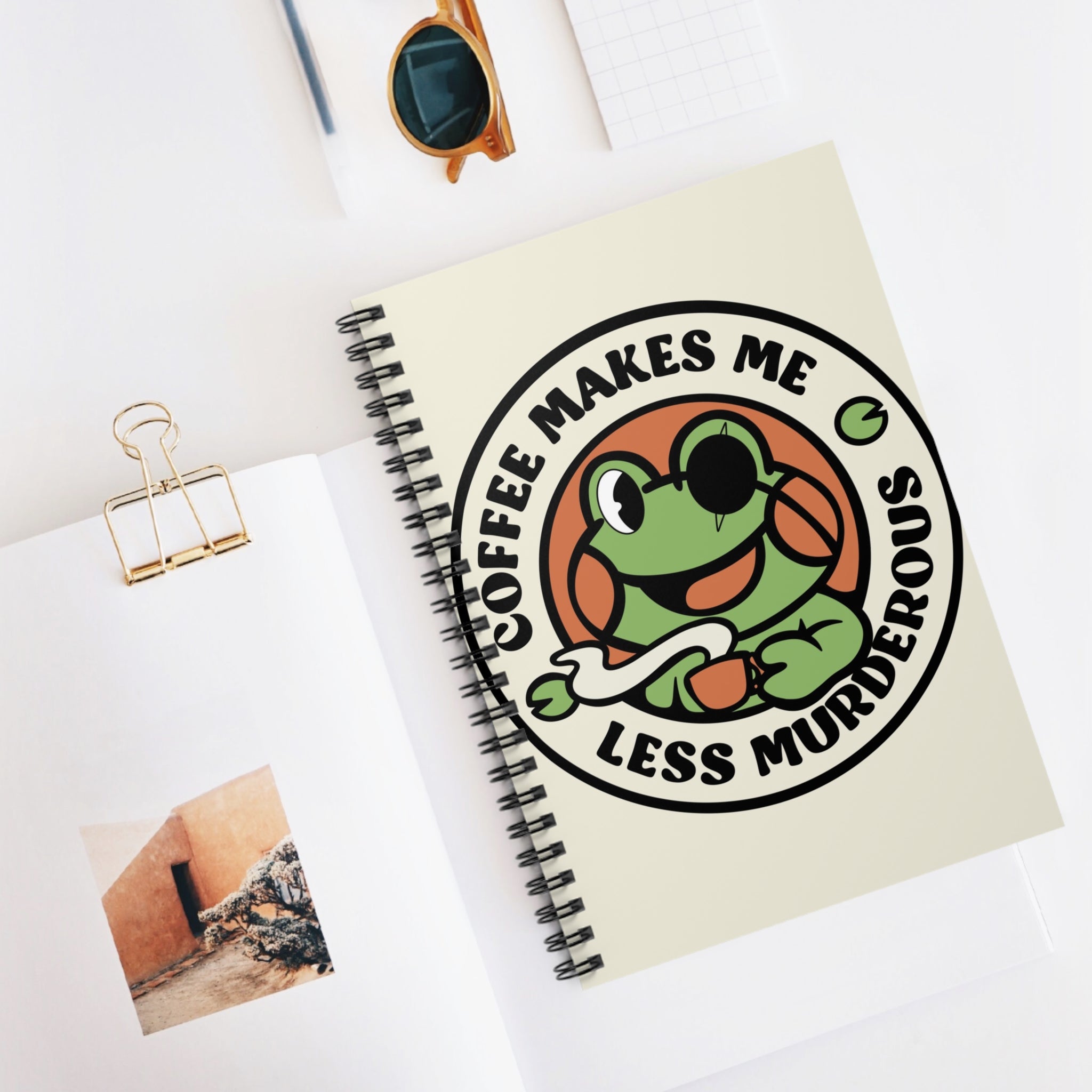 Coffee Makes Me Less Murderous A5 Lined Notebook