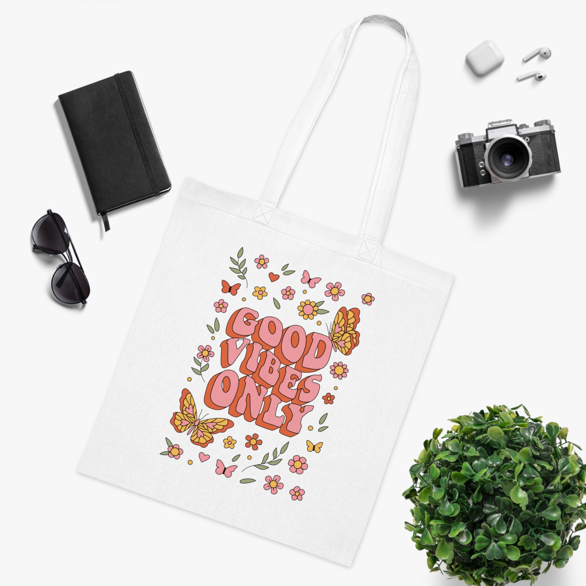 Good Vibes Only White Tote Bag